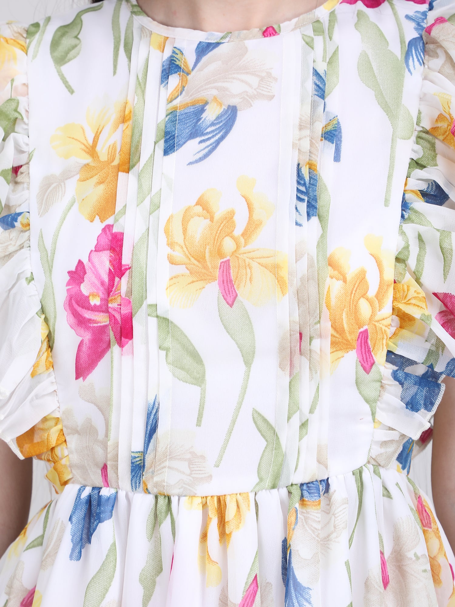 Garden Whisper Ruffle Midi Dress