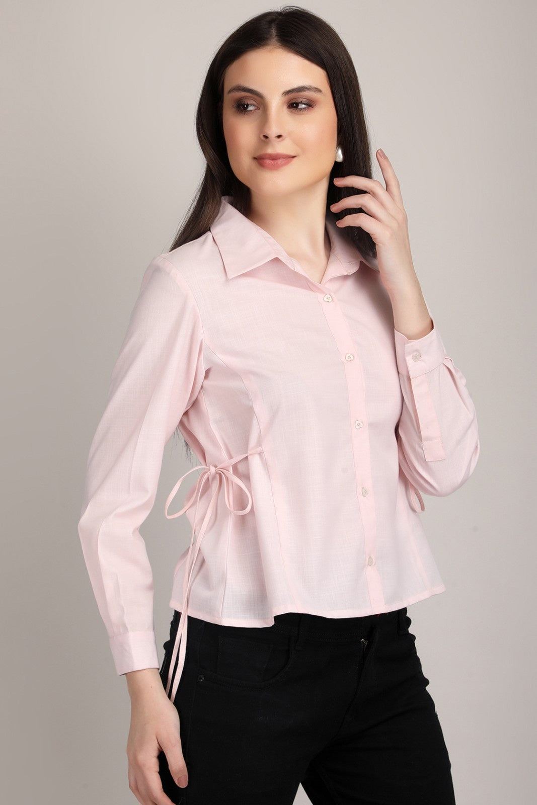 Pastel Muse Tie-Side Button Down Shirt