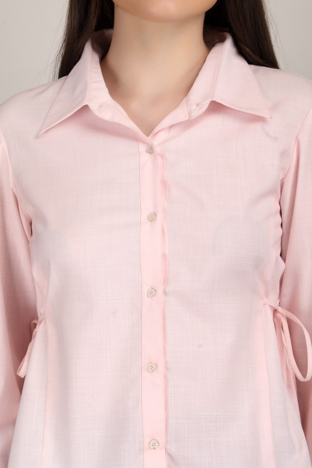 Pastel Muse Tie-Side Button Down Shirt