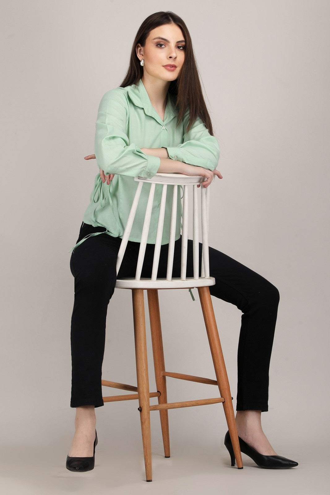 Pastel Muse Tie-Side Button Down Shirt