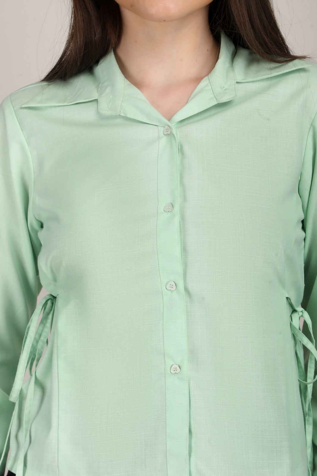 Pastel Muse Tie-Side Button Down Shirt