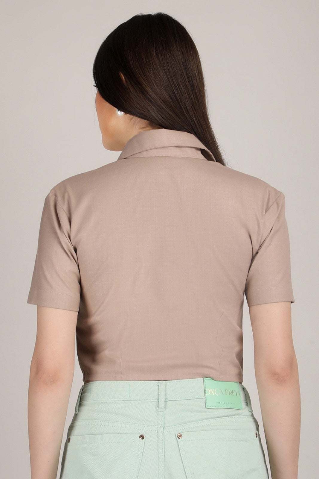 Earthy Chic Triangle Button crop shirt