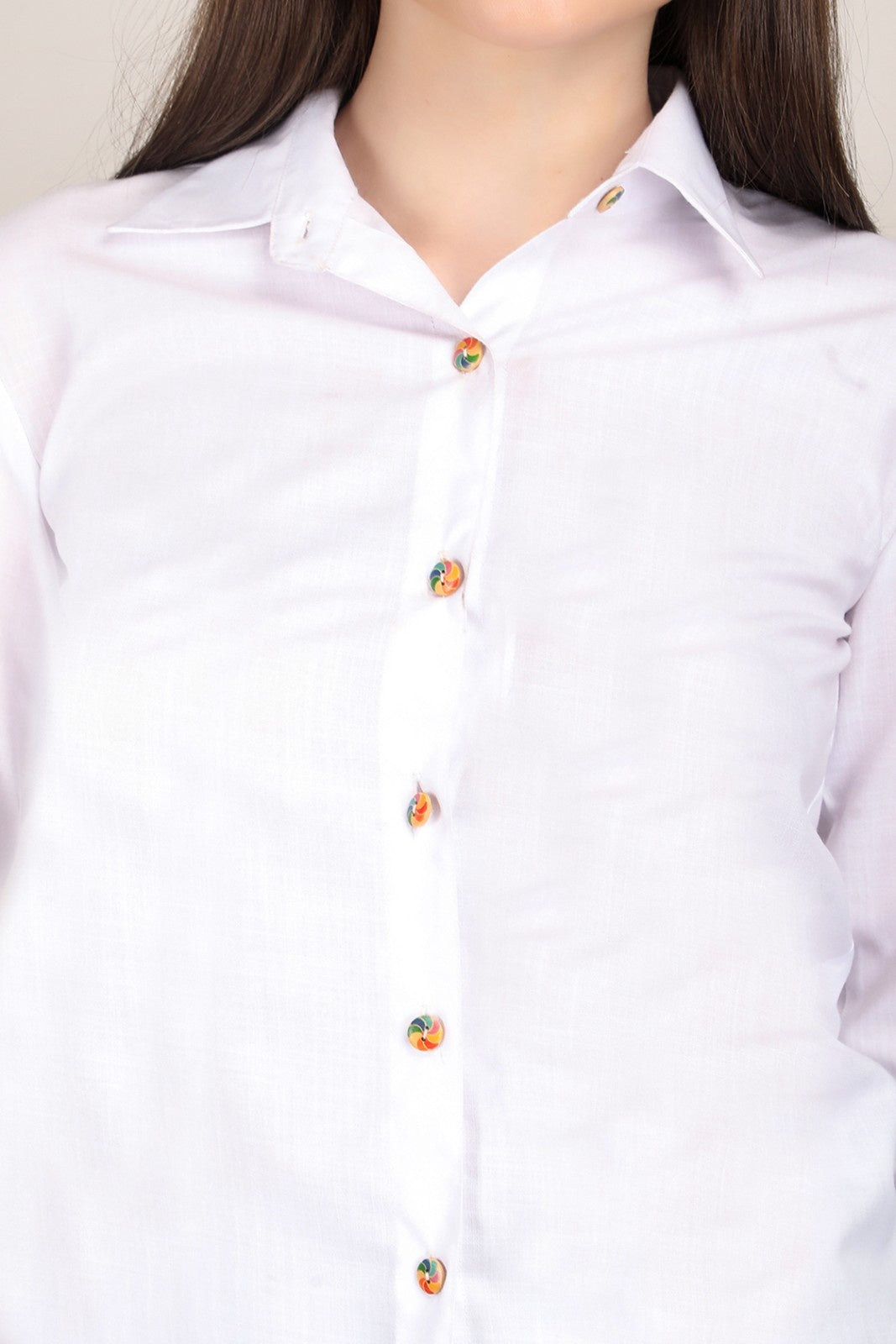 White & Black Women's Classic Long Sleeve Shirt