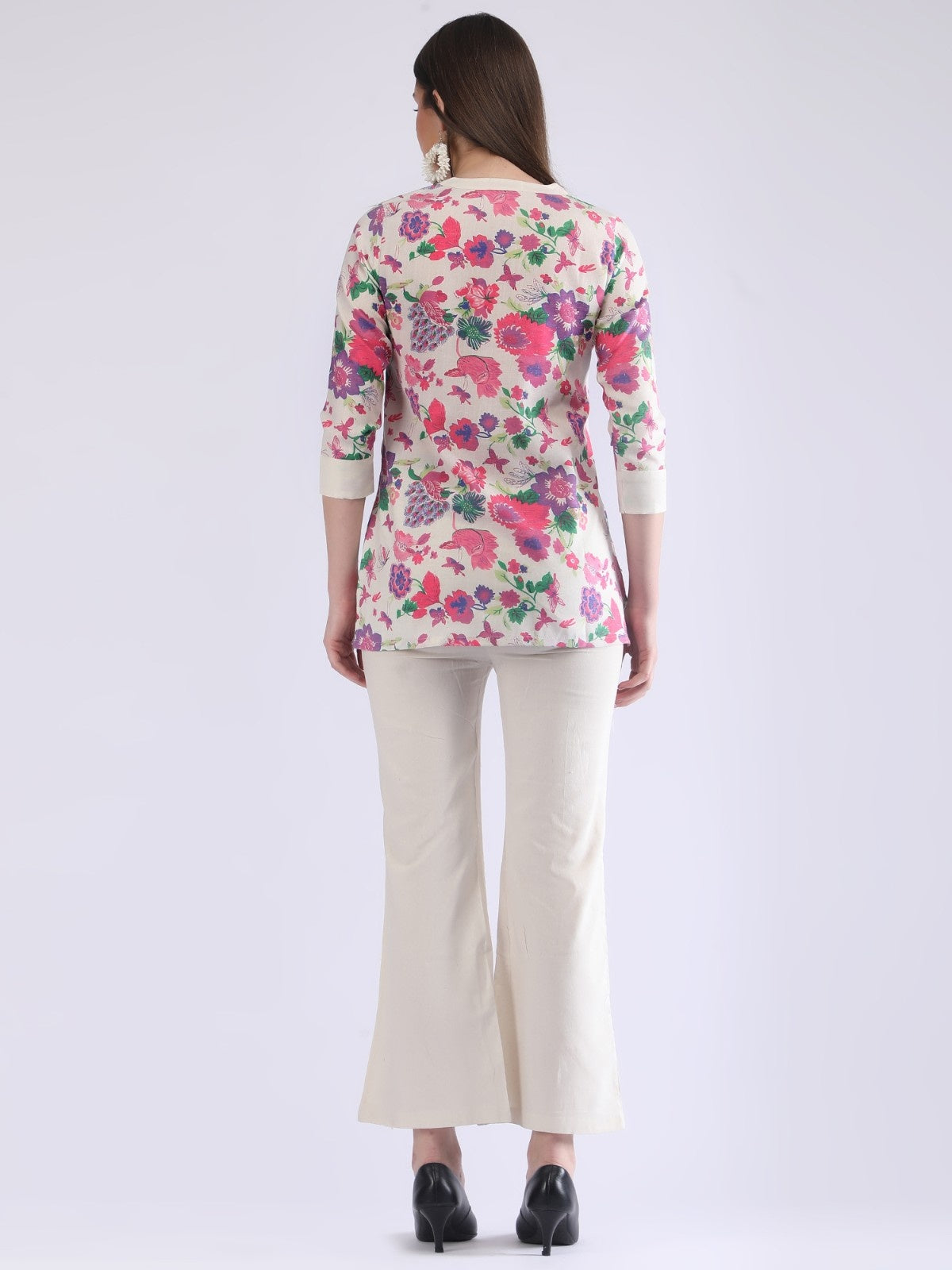 Women's Cream Floral Printed Co-Ord Set