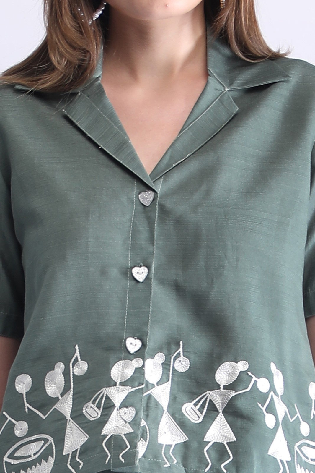 Classy Folk Embroidered Co-ord Set (Top & Wide-Leg Pants)