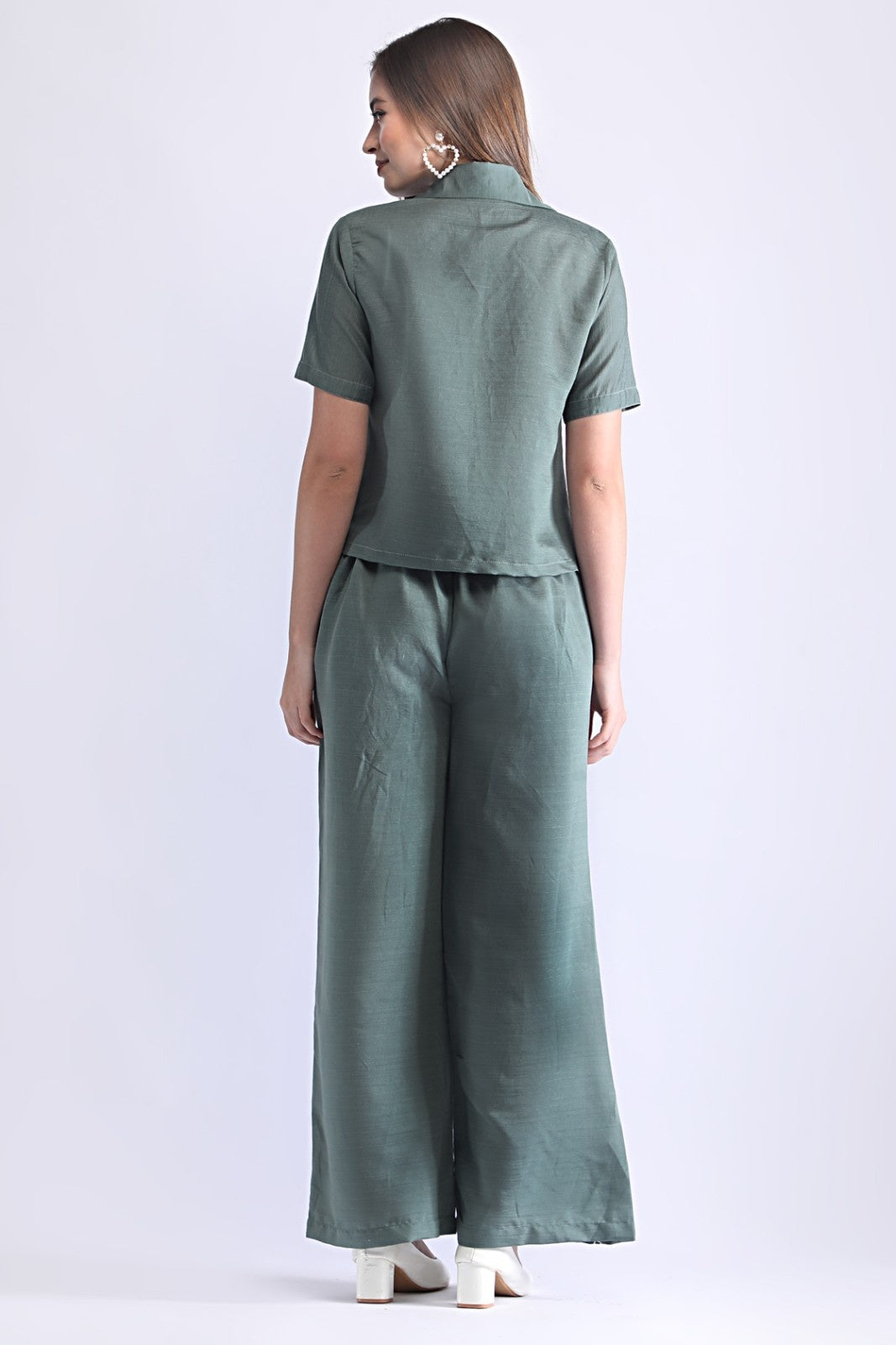 Classy Folk Embroidered Co-ord Set (Top & Wide-Leg Pants)