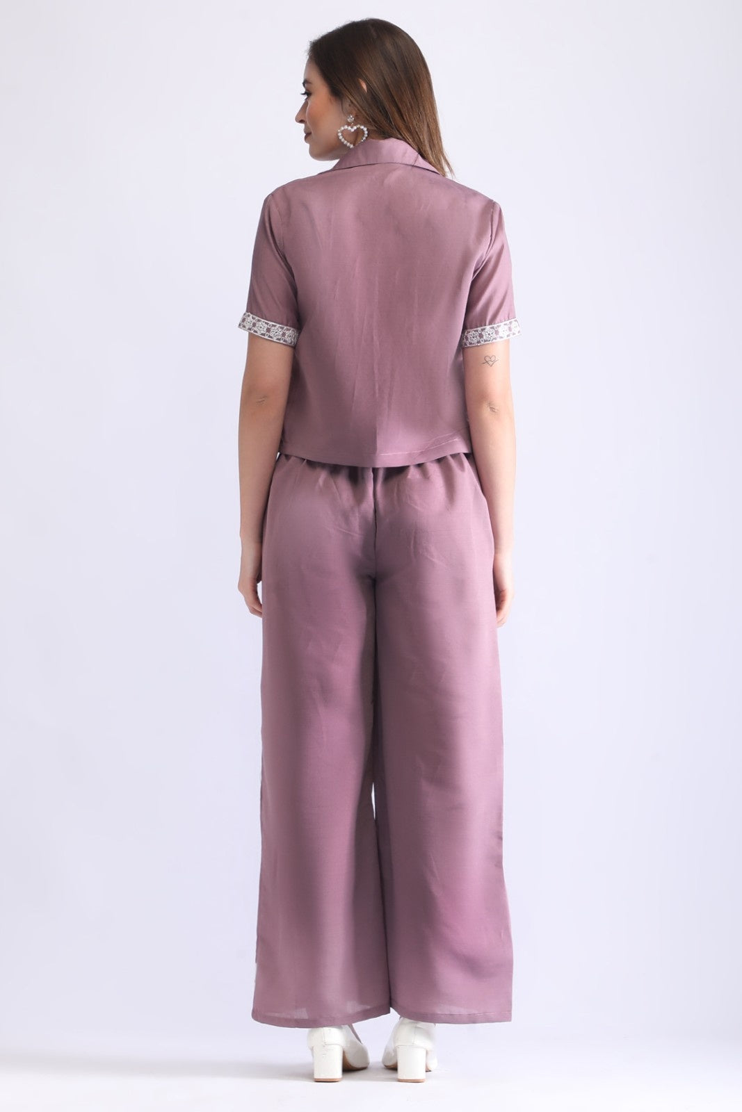 Classy Folk Embroidered Co-ord Set (Top & Wide-Leg Pants)