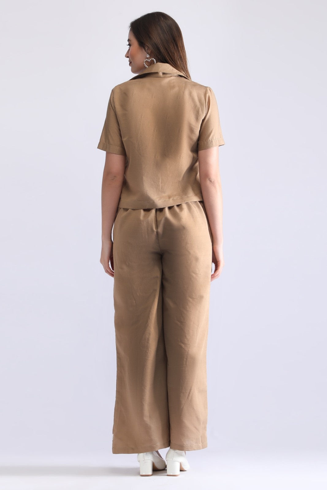 Classy Folk Embroidered Co-ord Set (Top & Wide-Leg Pants)