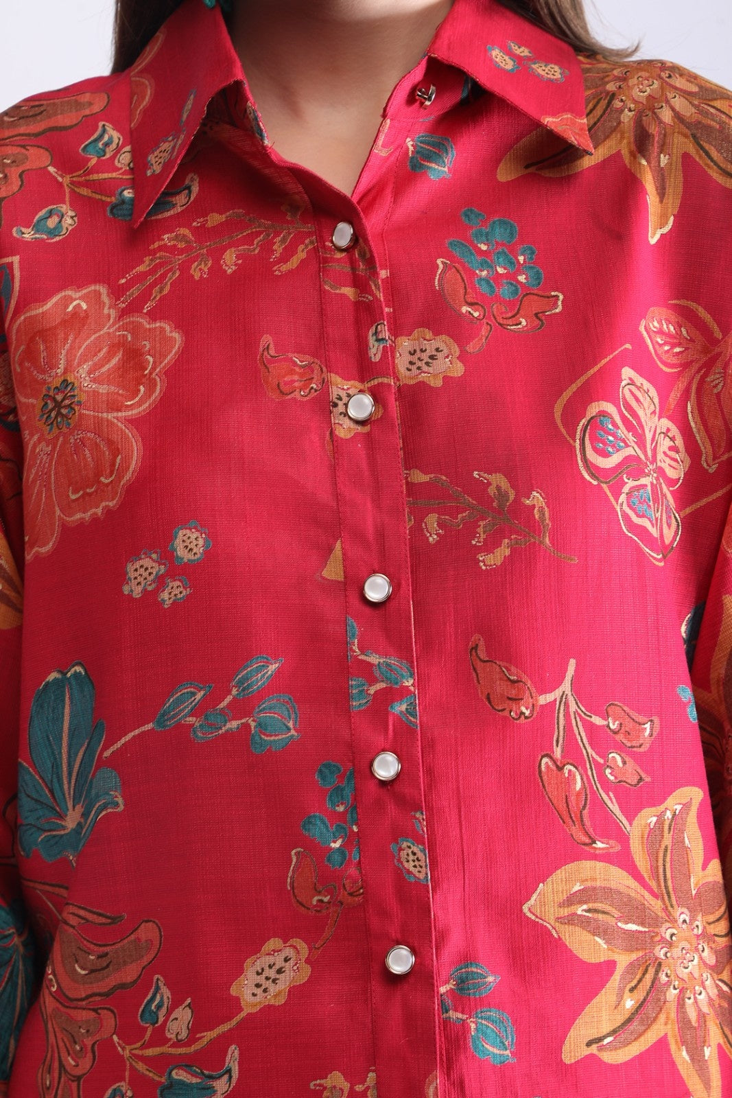 Women’s Floral Shirt Co-ord Set – Casual Top & Wide-Leg Pants