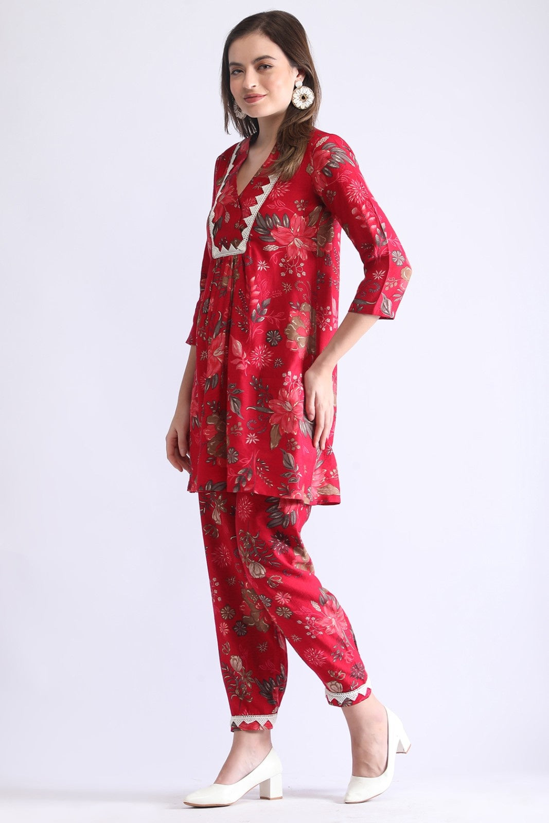 Women’s Rani & Green Cotton Printed Co-ord Set – Comfortable Floral Kurta Pant Set