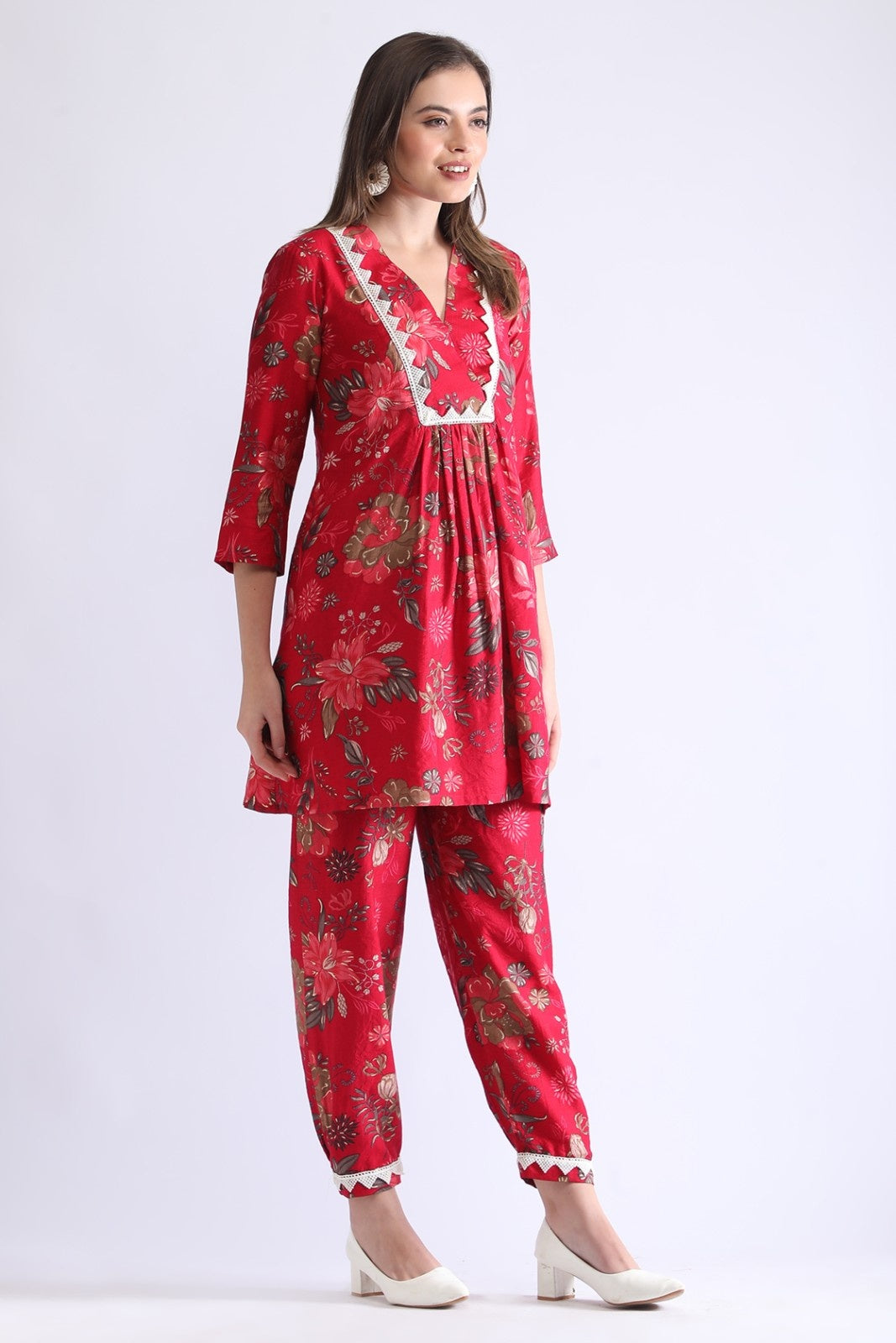 Women’s Rani & Green Cotton Printed Co-ord Set – Comfortable Floral Kurta Pant Set