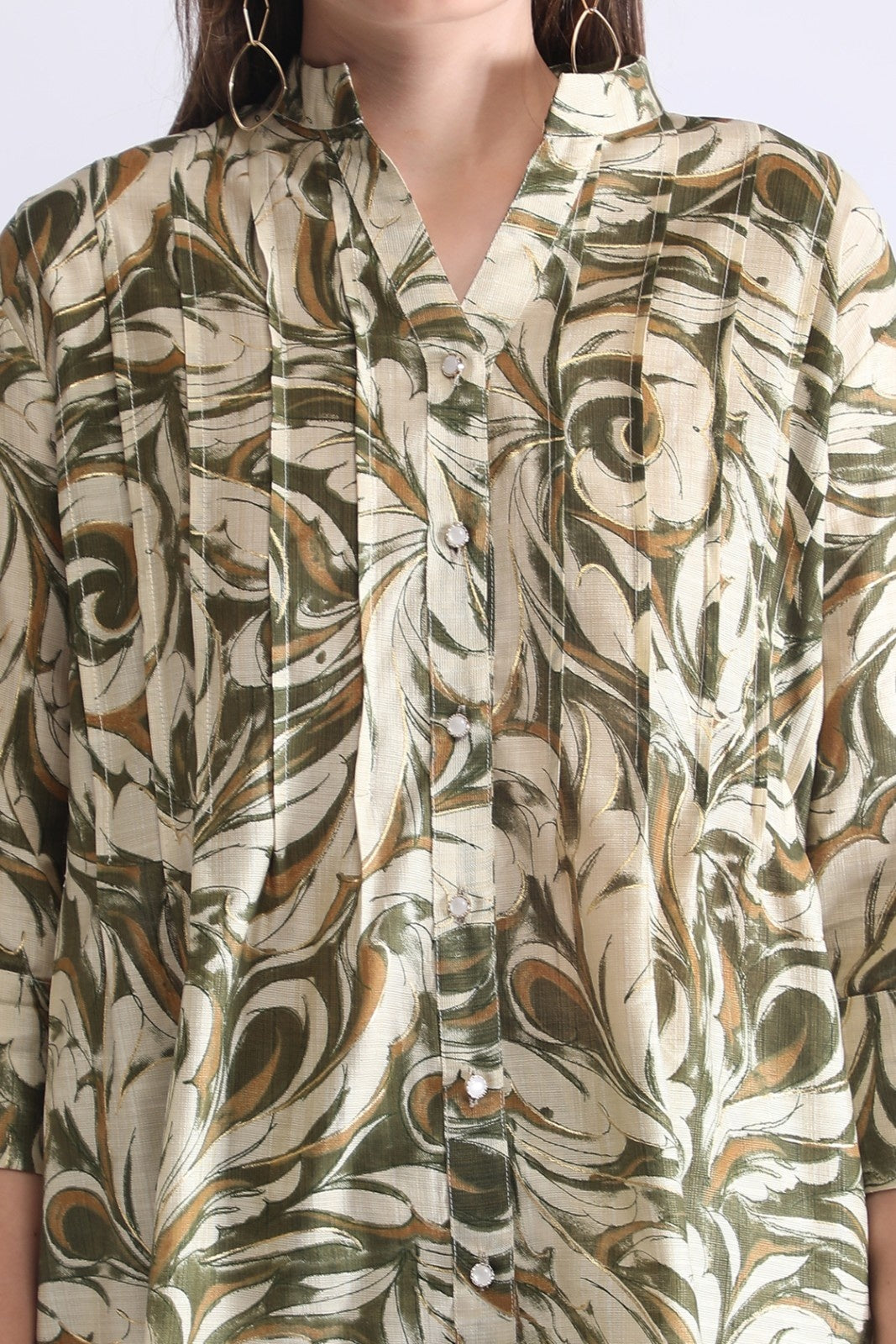 Printed Long Shirt with Wide-Leg Pants for Women