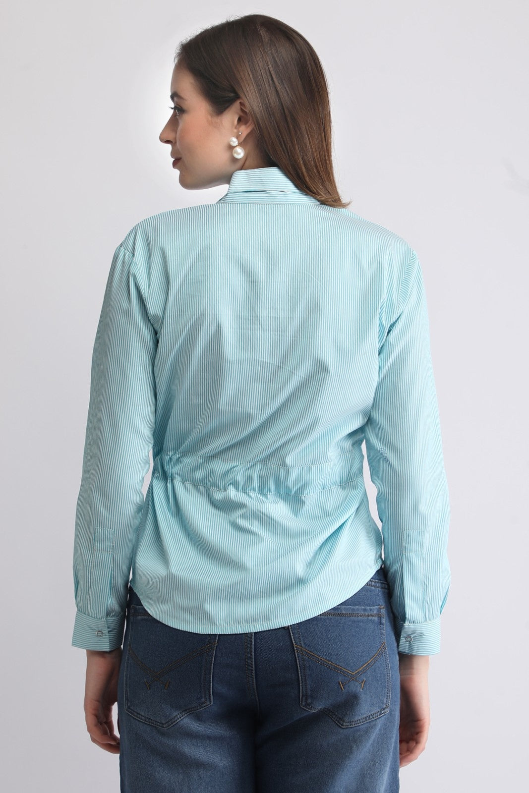 Striped Waist-Tie Casual Shirt for Women