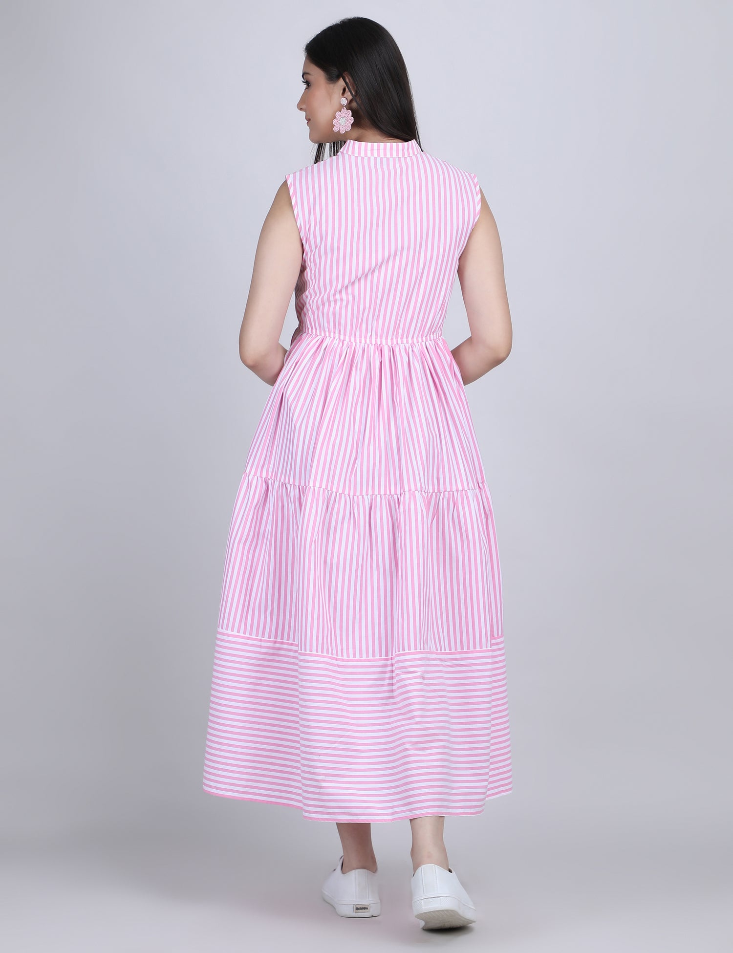 Lime Breeze Striped Tier Dress