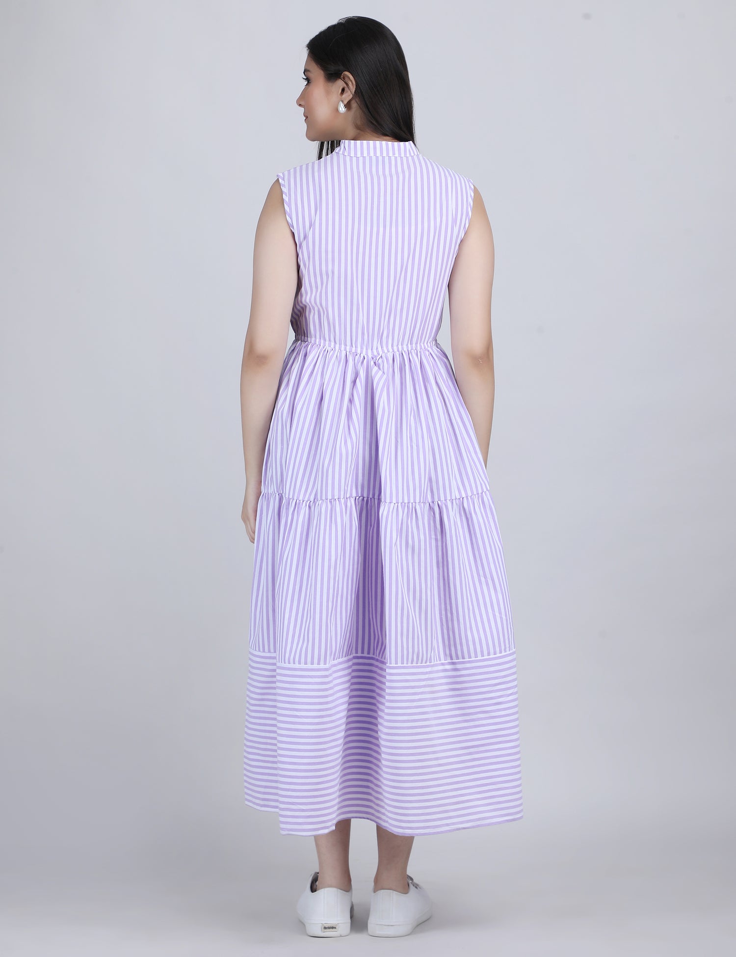 Lime Breeze Striped Tier Dress