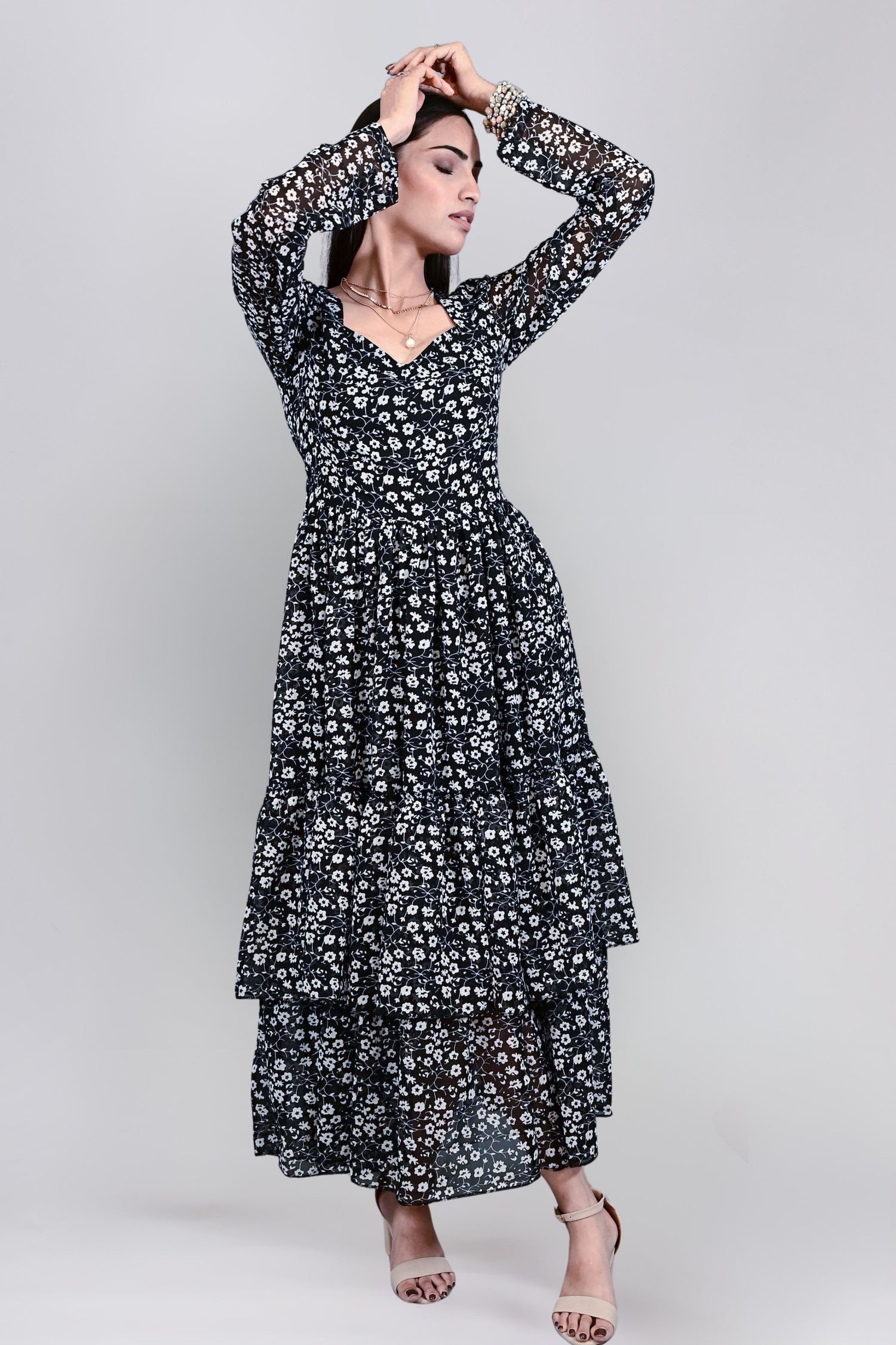 Noir Bloom Maxi Dress