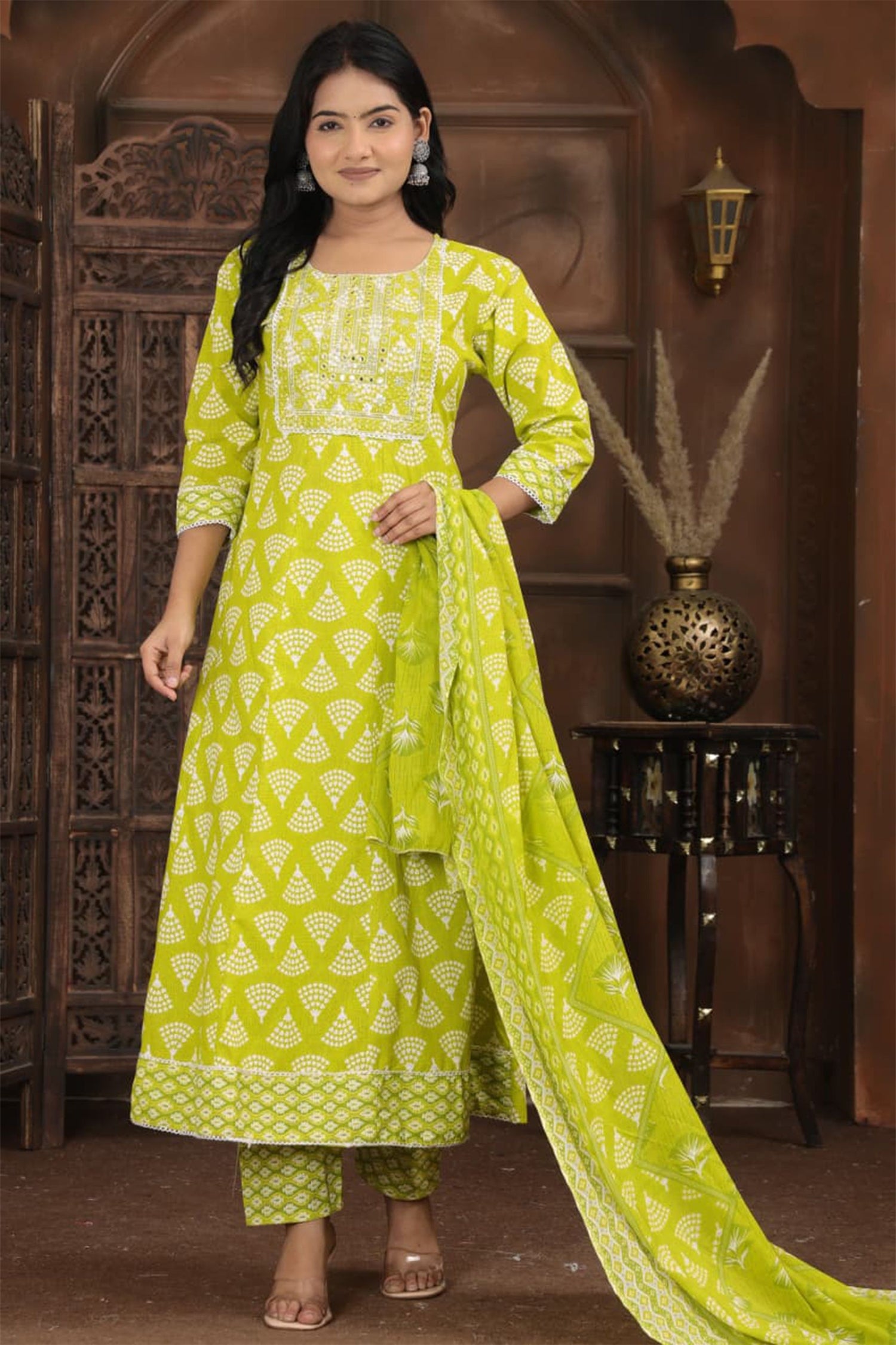 Elegant Ethnic Printed Kurta Pant Dupatta Set – Multi Color Collection