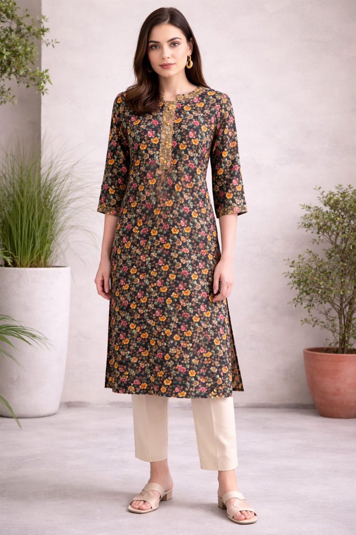 Wine Purple Ethnic Motif Kurta