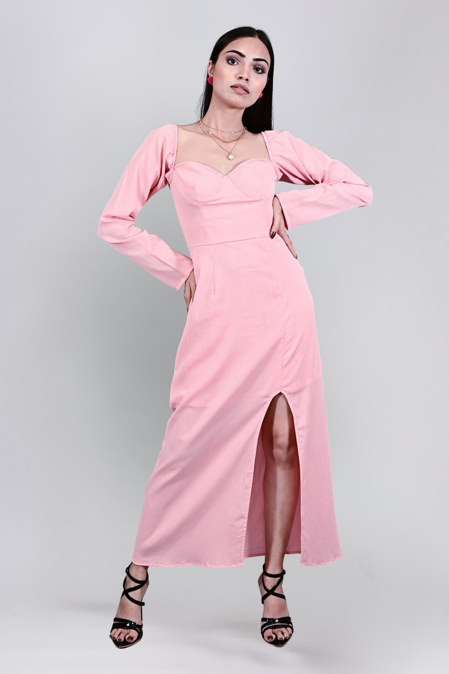Blush pink Slit Maxi Dress