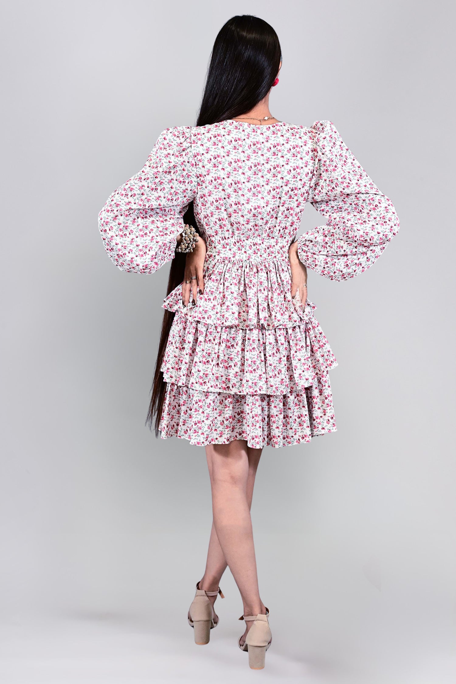 Rosé Ruffle Tiered Dress