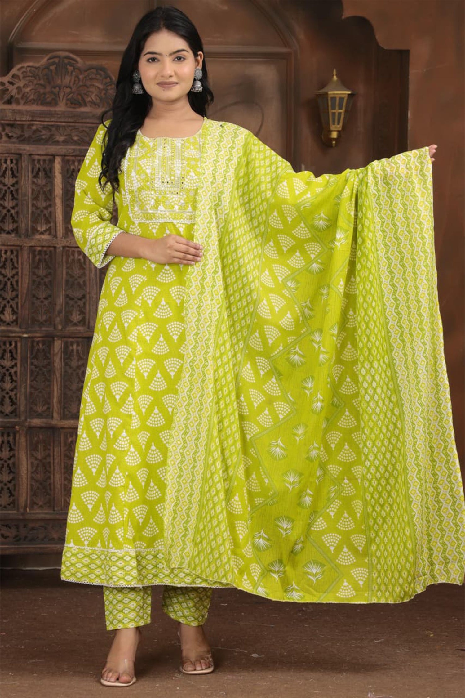 Elegant Ethnic Printed Kurta Pant Dupatta Set – Multi Color Collection