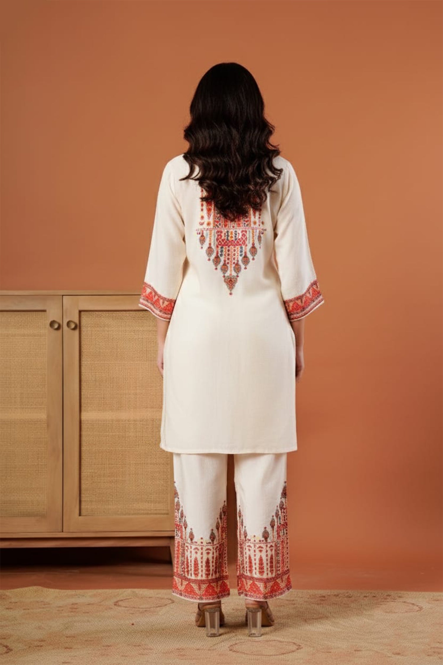 Ivory Printed Kurti Pant Co-Ord Set