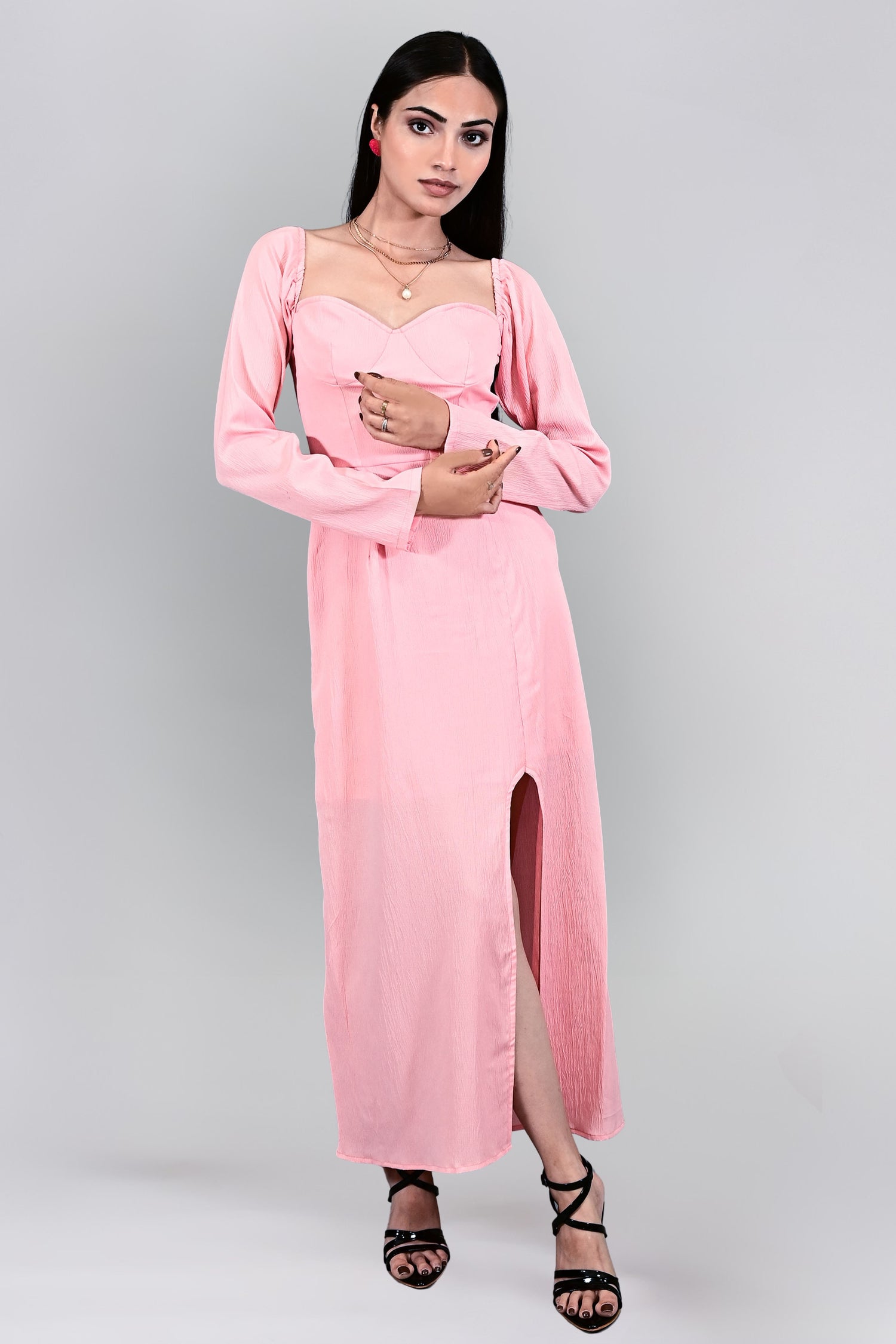 Blush pink Slit Maxi Dress