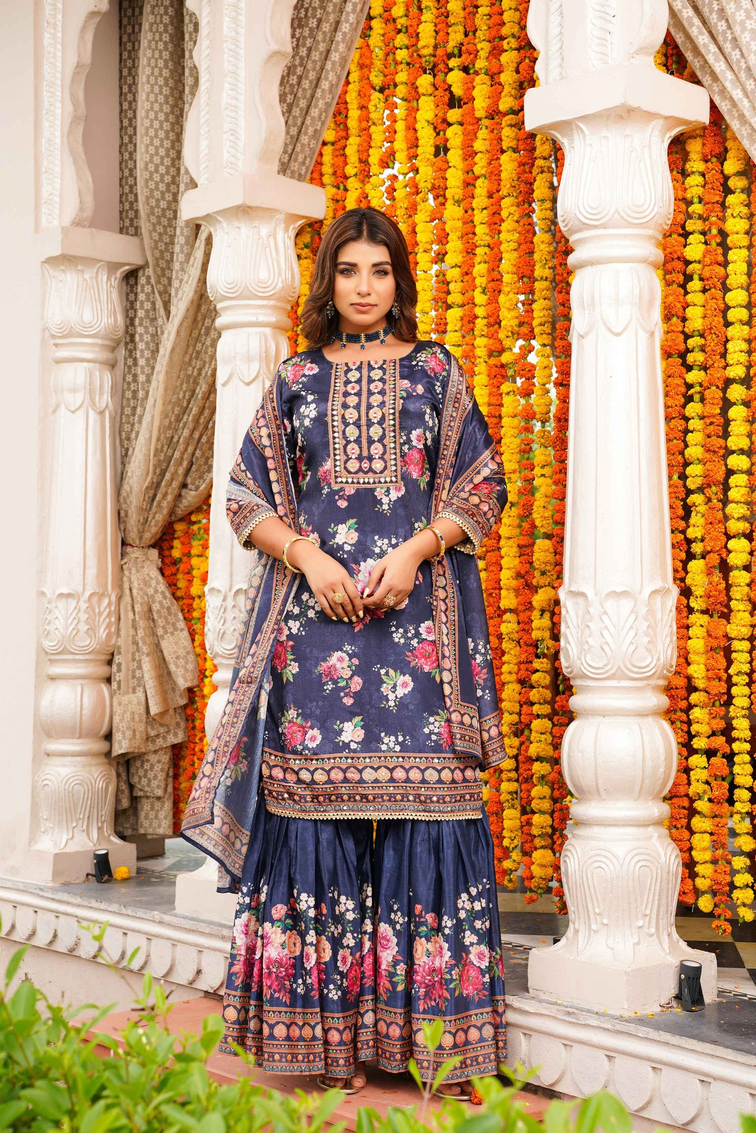 Women Floral Printed Kurta Set with Dupatta | Straight Fit Kurta Pant Set | Ethnic Wear for Women