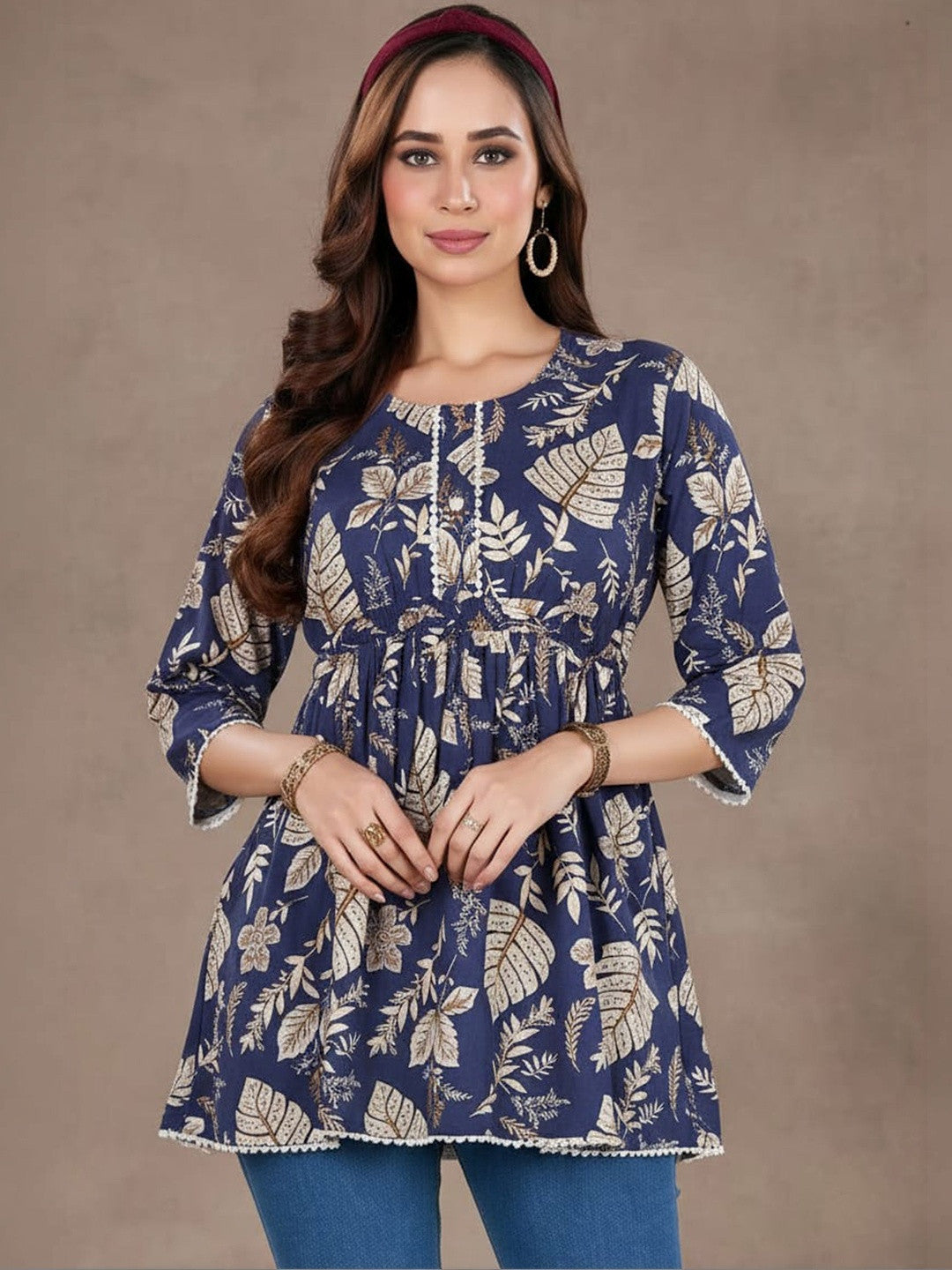 Botanical Printed Pure Cotton Empire Kurti