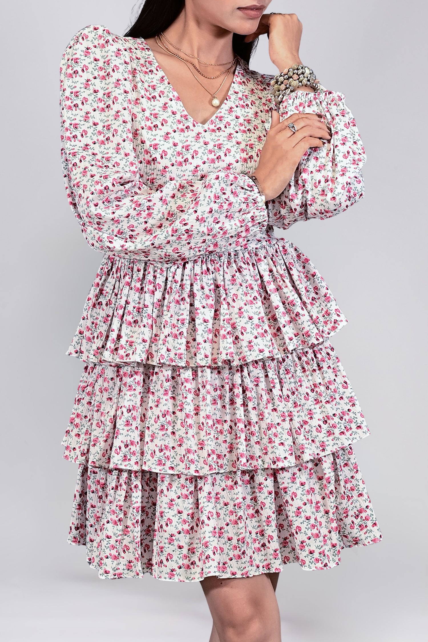 Rosé Ruffle Tiered Dress