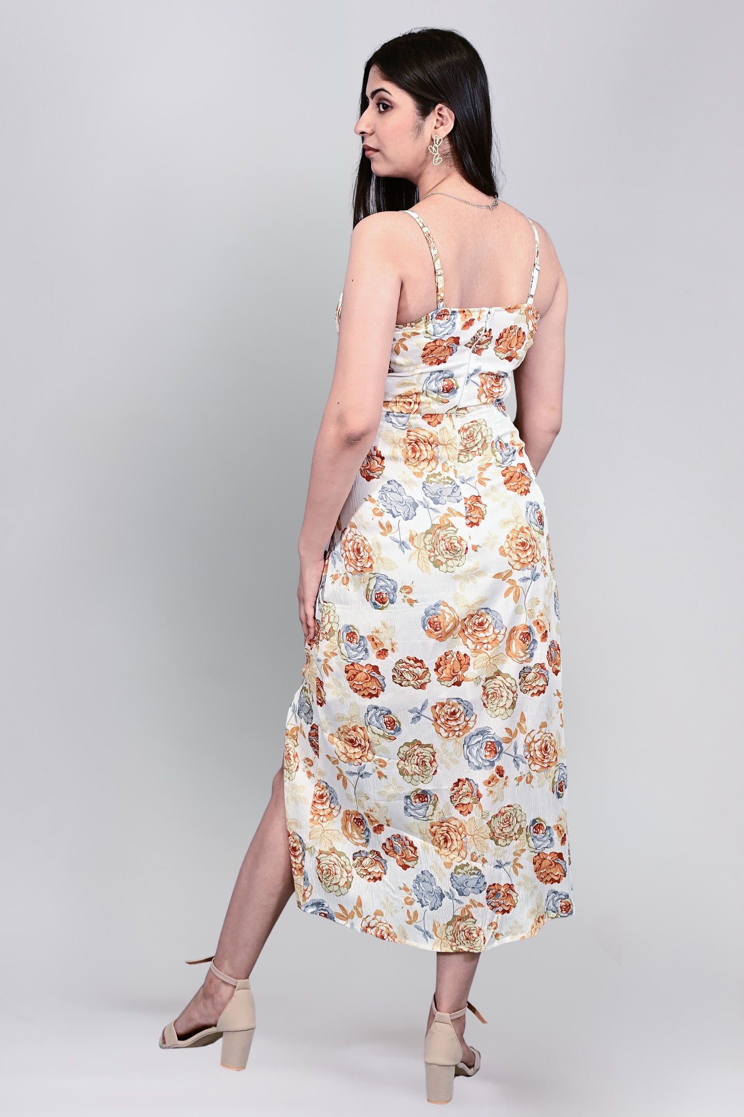 Vintage Bloom Slit Dress