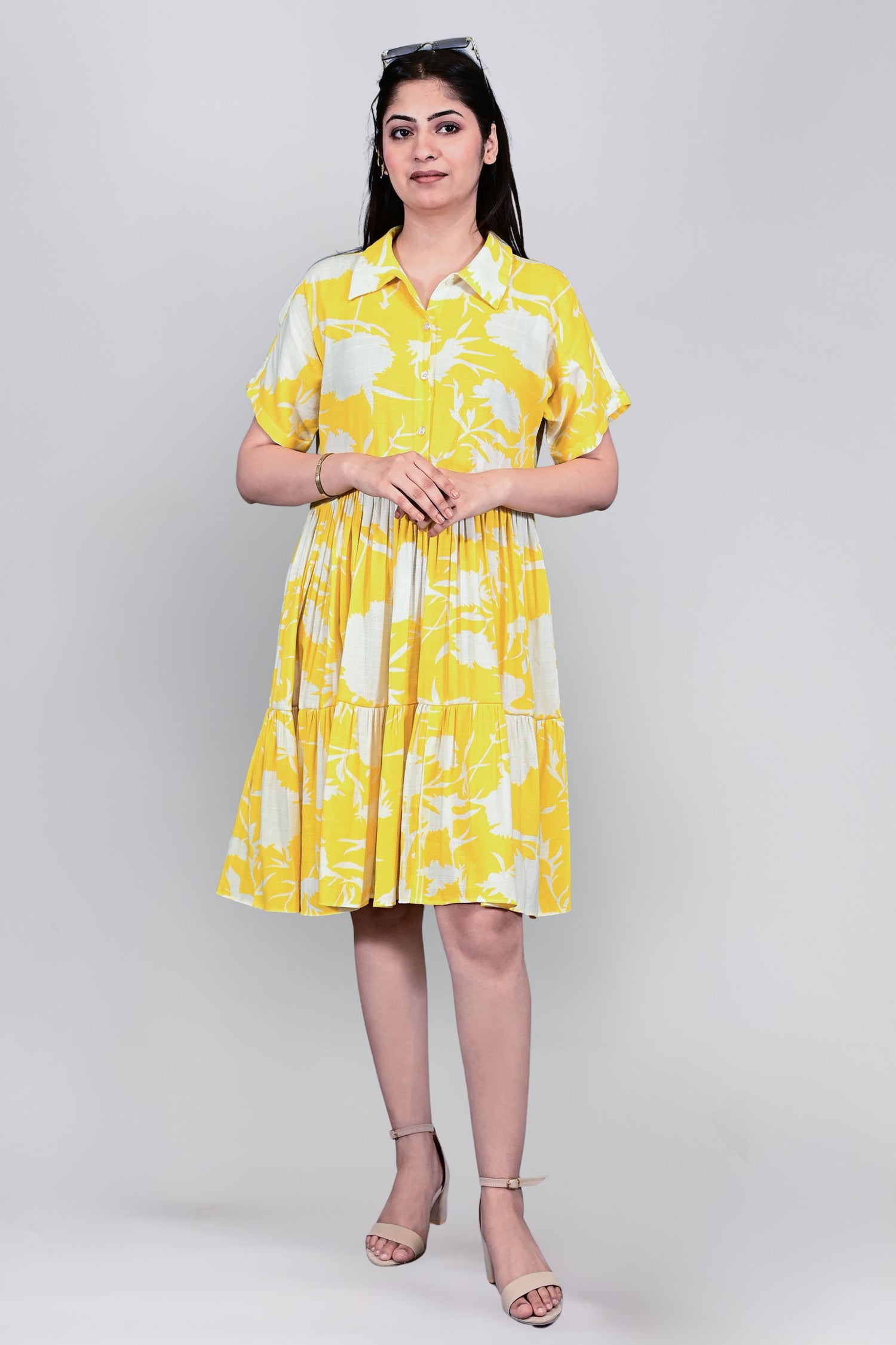 Sunlit Bloom Shirt Dress