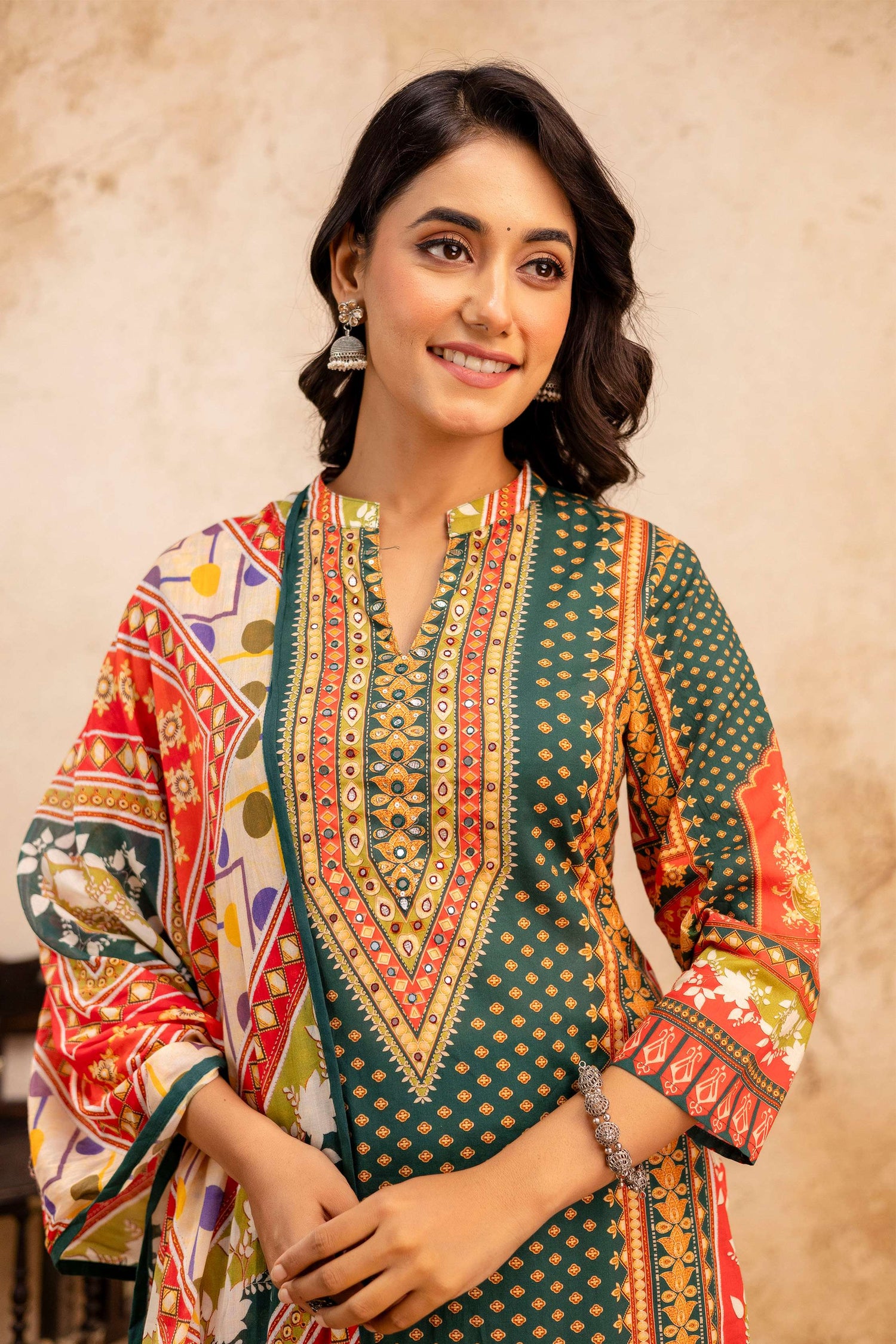 Women Floral Printed Kurta Set with Dupatta | Straight Fit Kurta Pant Set | Ethnic Wear for Women