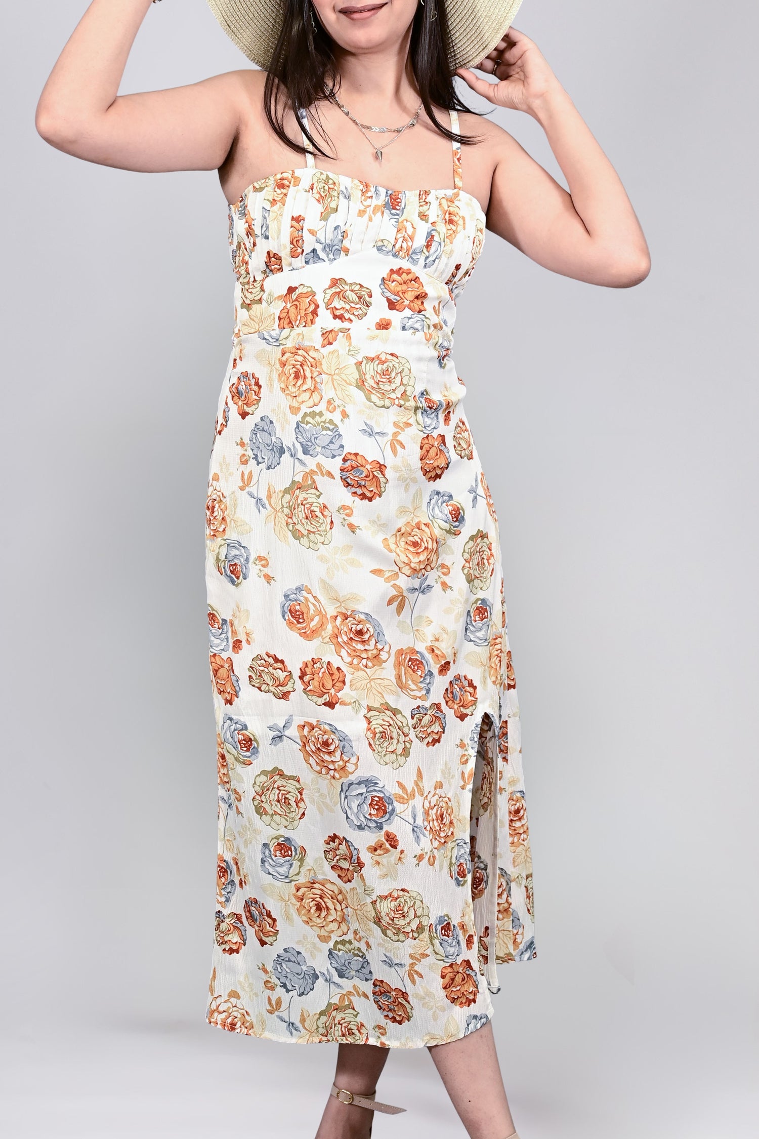 Vintage Bloom Slit Dress