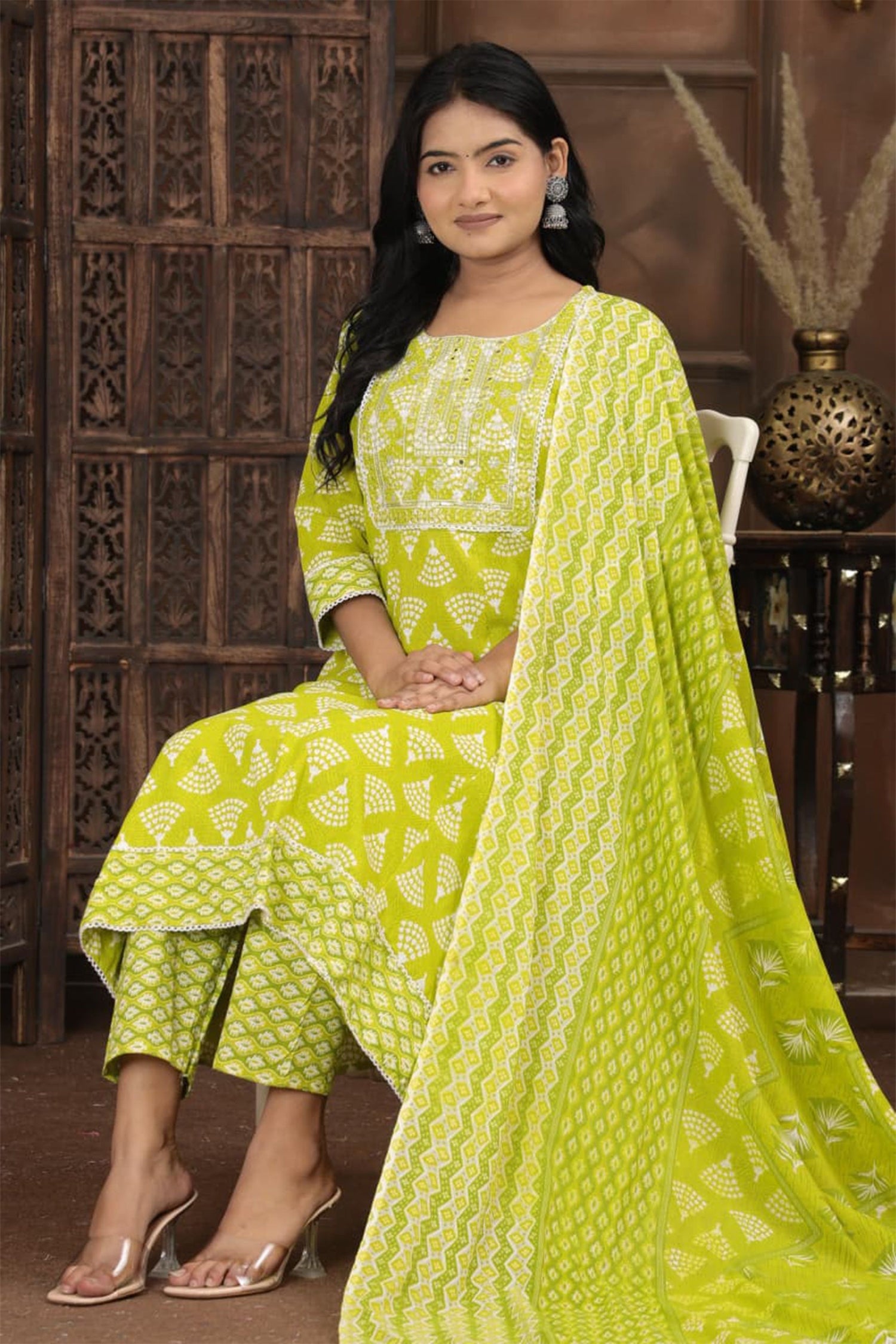 Elegant Ethnic Printed Kurta Pant Dupatta Set – Multi Color Collection