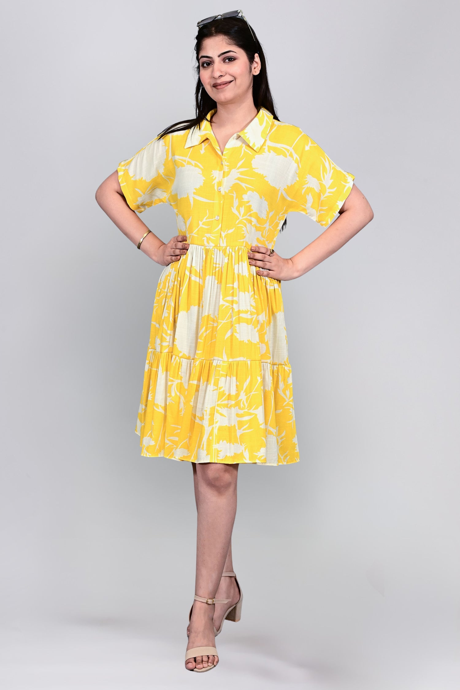 Sunlit Bloom Shirt Dress