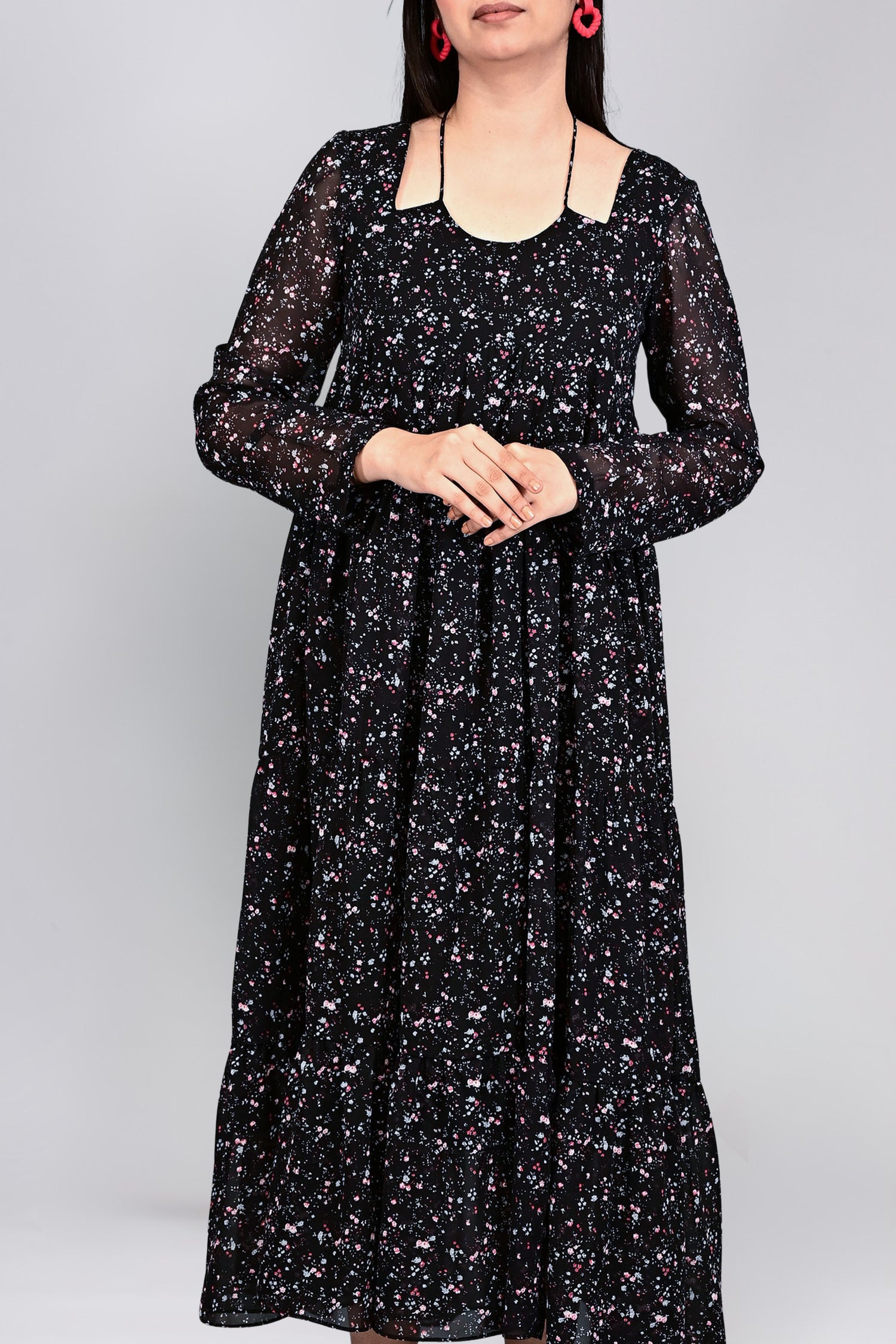 Midnight Bloom Flare Dress