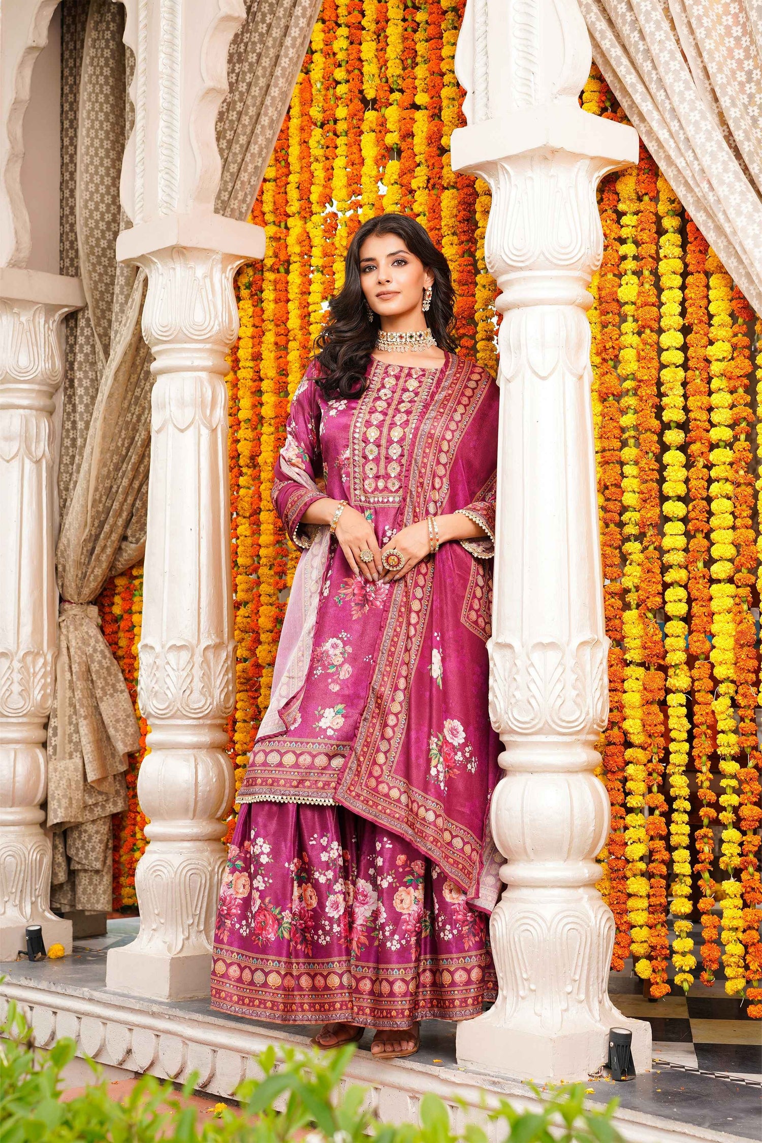 Women Floral Printed Kurta Set with Dupatta | Straight Fit Kurta Pant Set | Ethnic Wear for Women