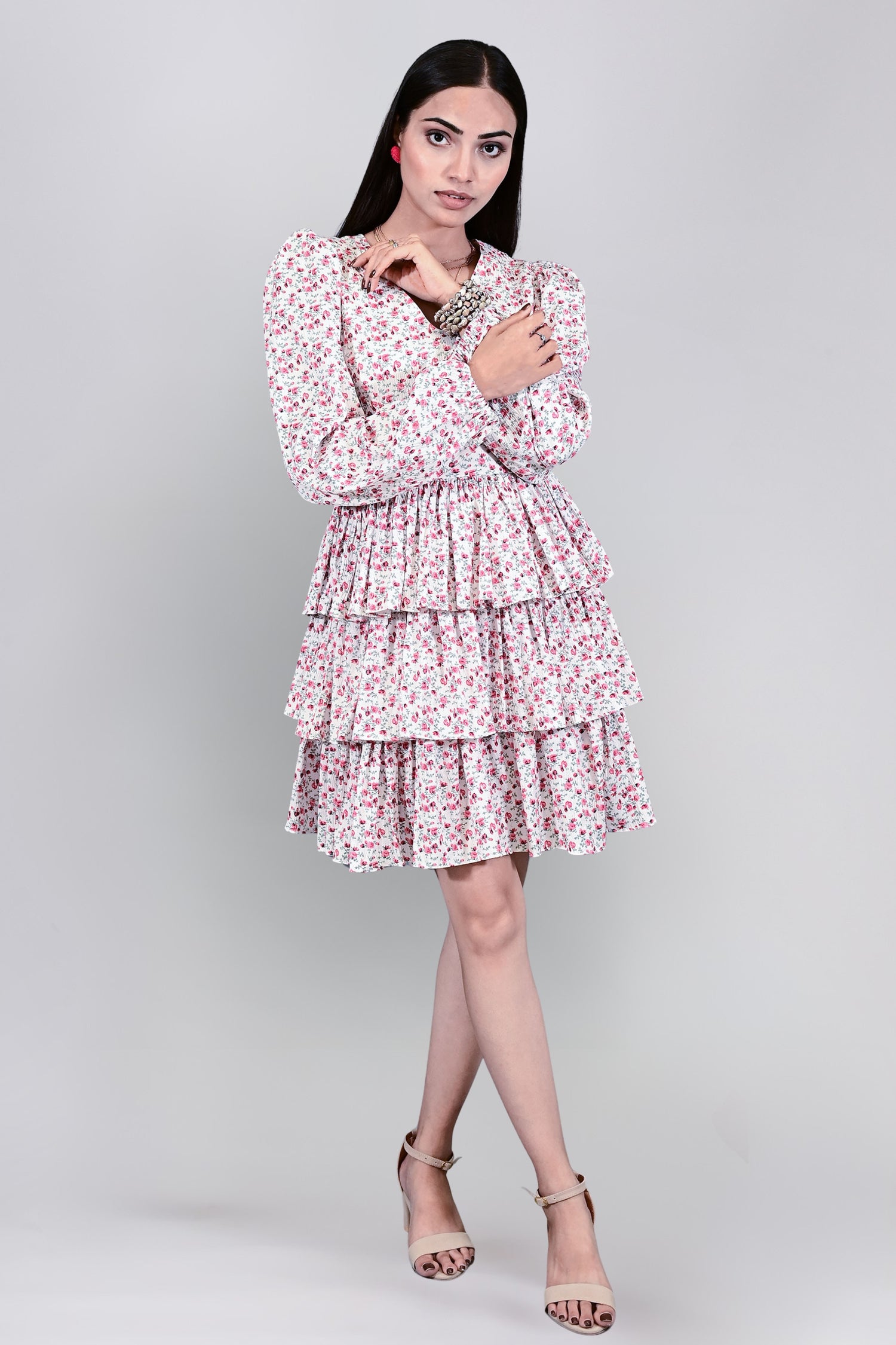 Rosé Ruffle Tiered Dress