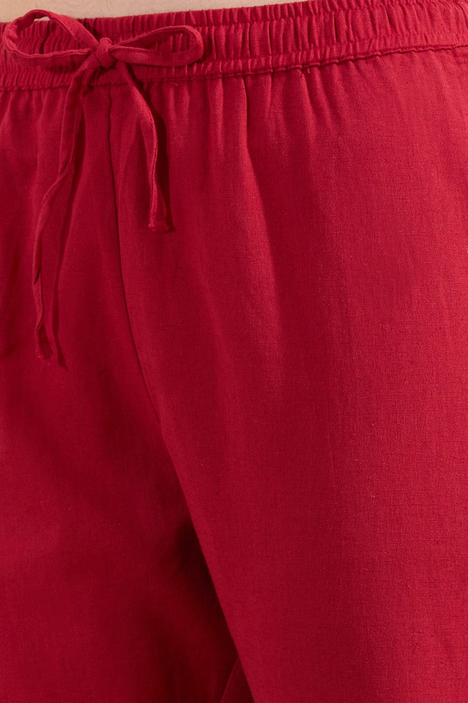 Red Embroidered Kurti Pant Co-Ord Set