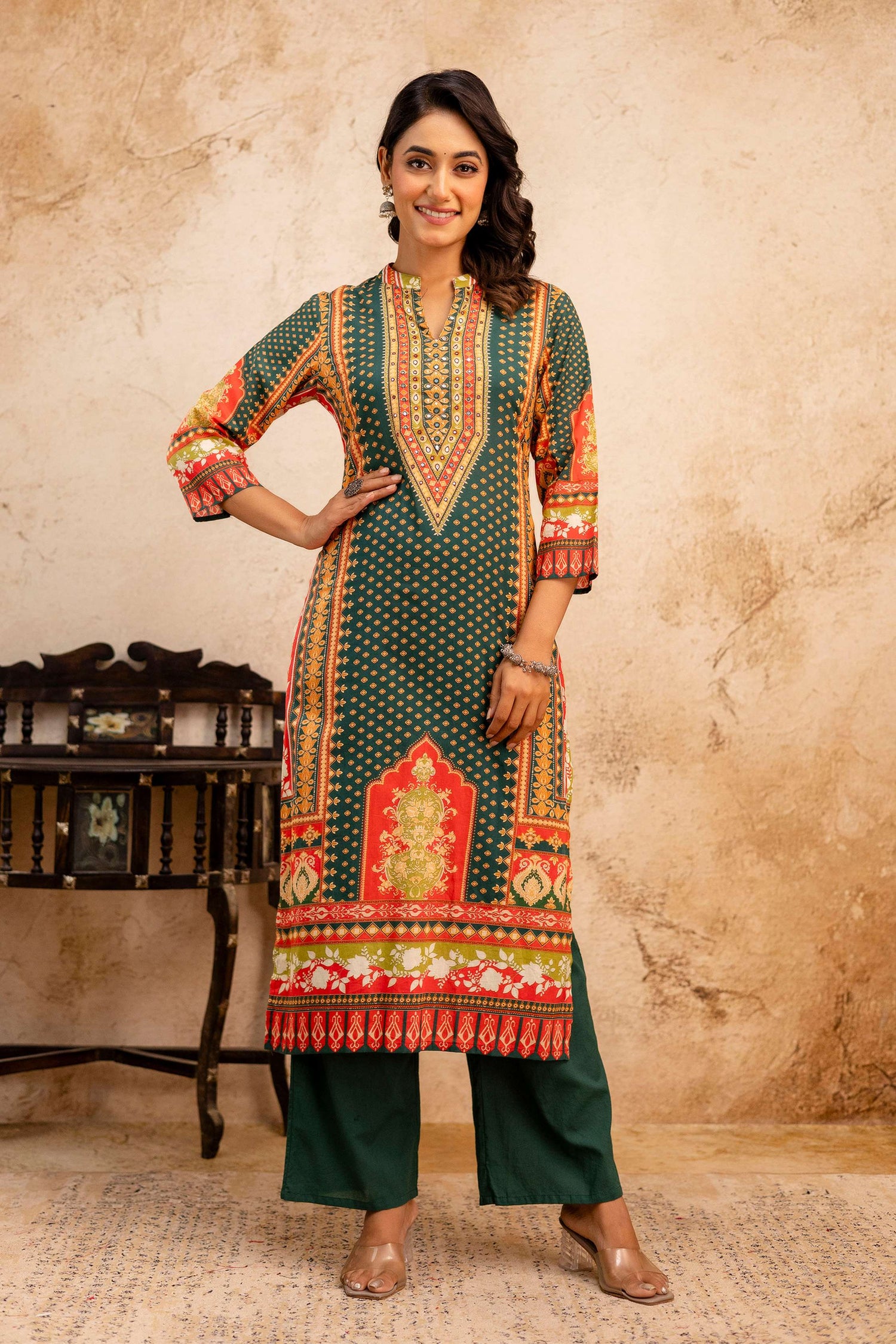 Women Floral Printed Kurta Set with Dupatta | Straight Fit Kurta Pant Set | Ethnic Wear for Women