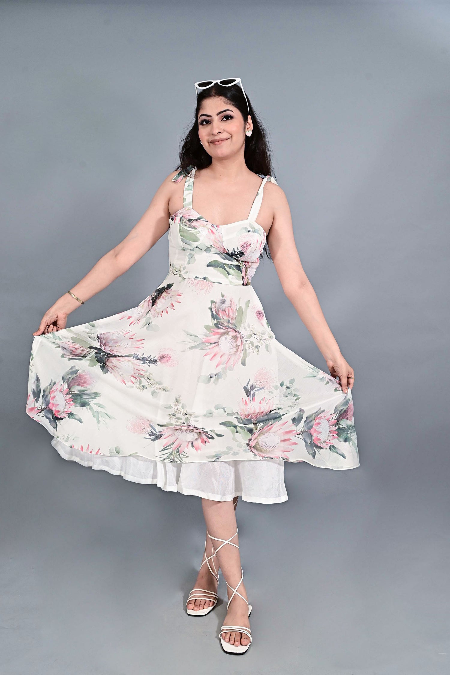 Blush Floral Printed Midi Dress