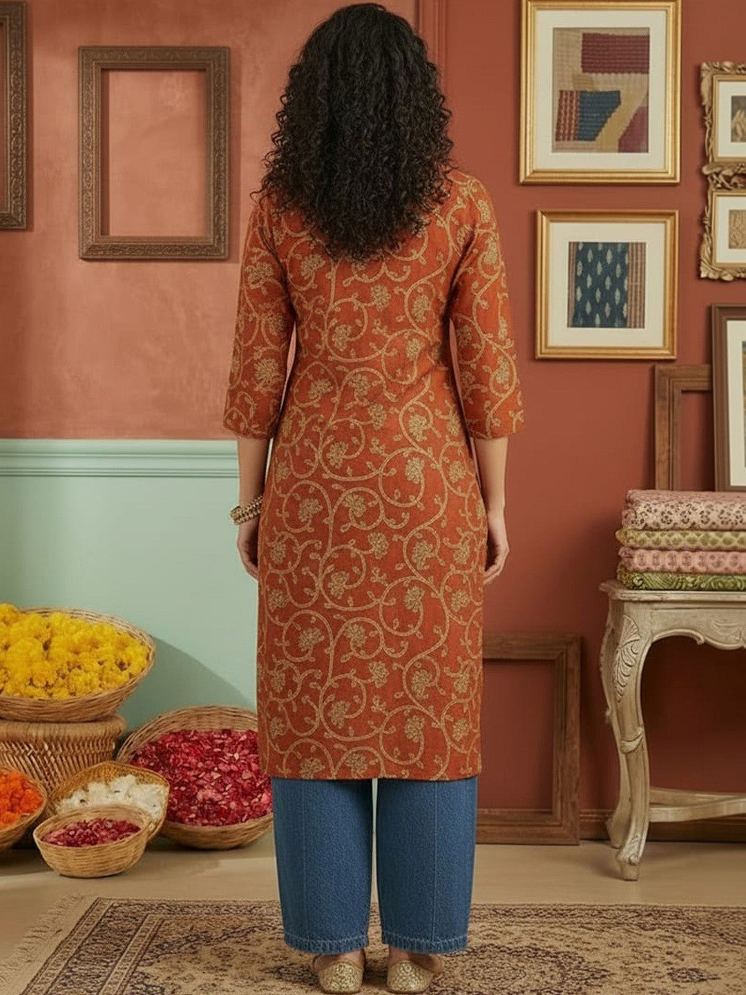 Yellow Straight kurtis - Pure Cotton Kurti