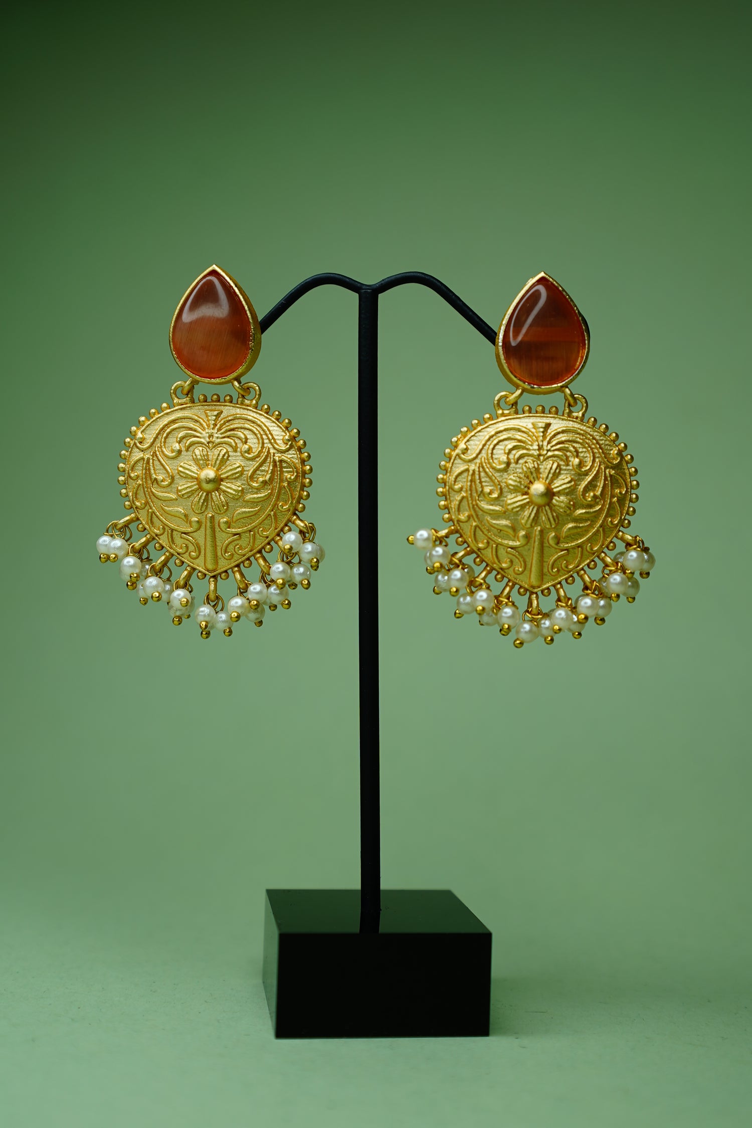 Noorika Pearl Filigree Statement Earrings