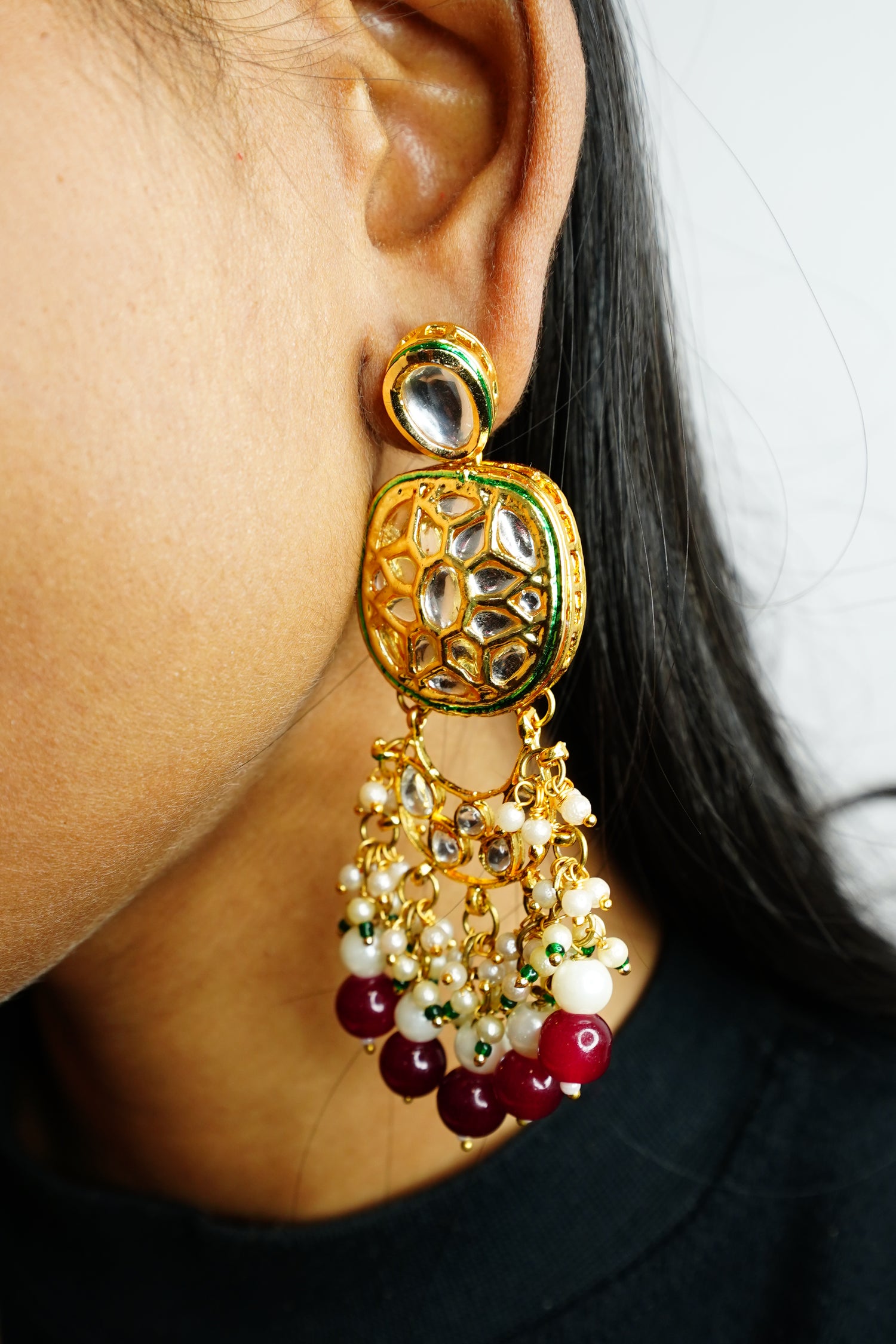 Zehra Kundan Pearl Drop Earrings