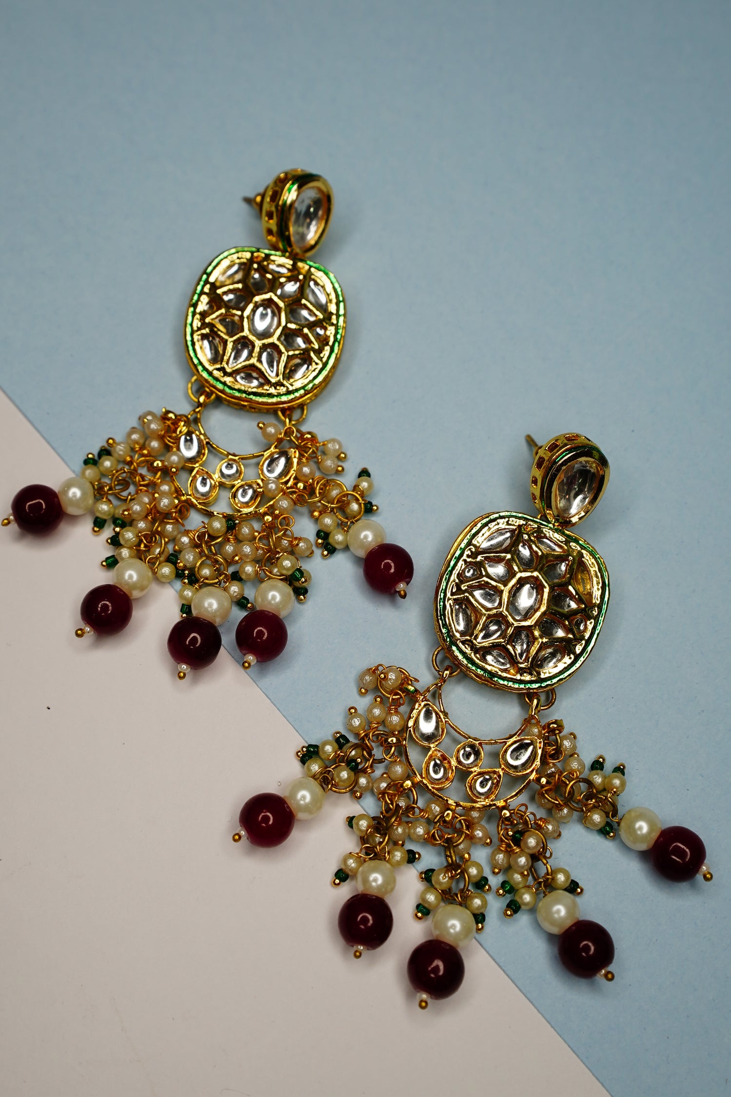 Zehra Kundan Pearl Drop Earrings