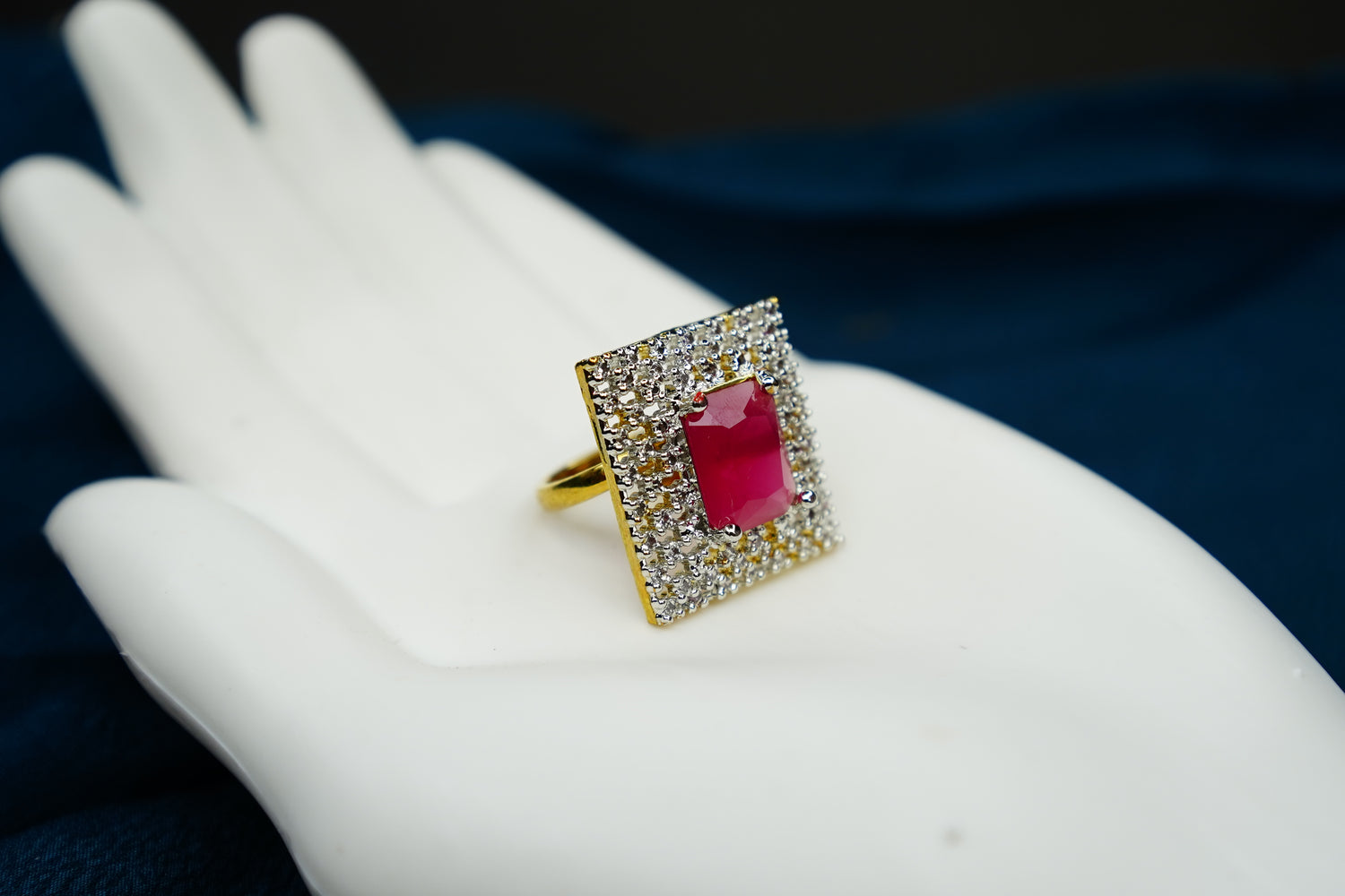 Regal Gem Halo Statement Ring