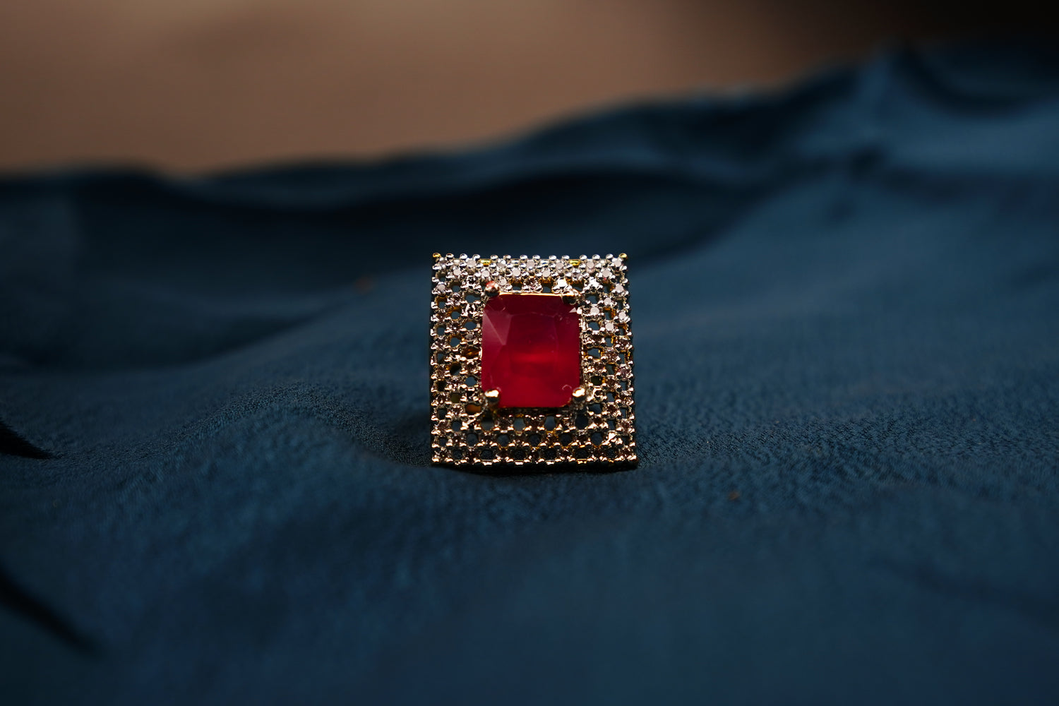 Regal Gem Halo Statement Ring