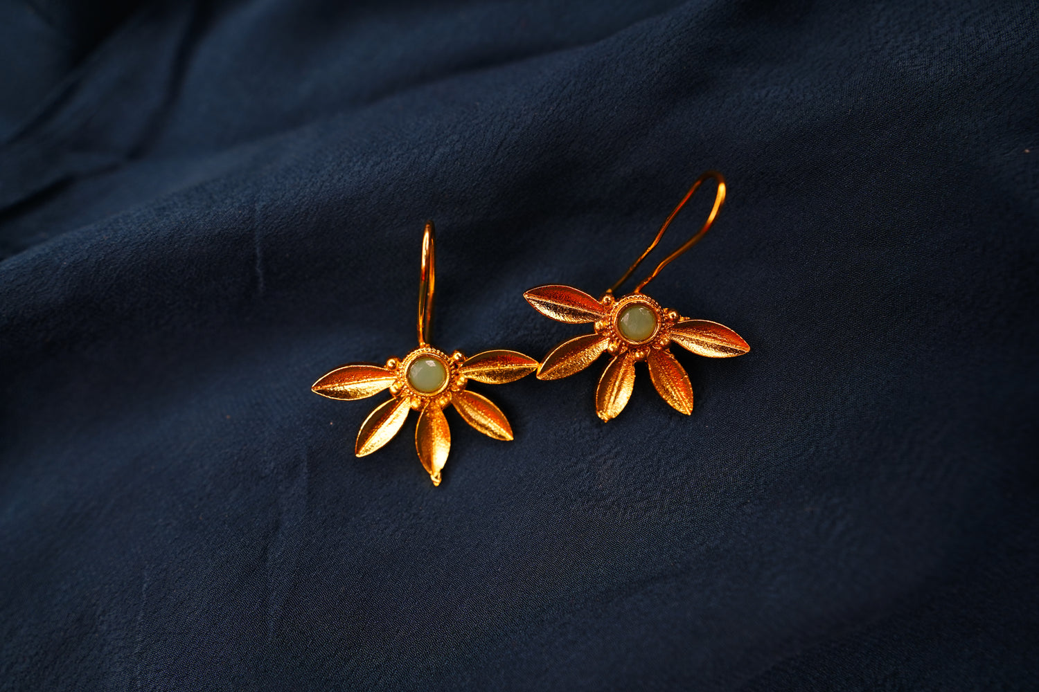 Aurelia Green Stone Floral Drop Earrings