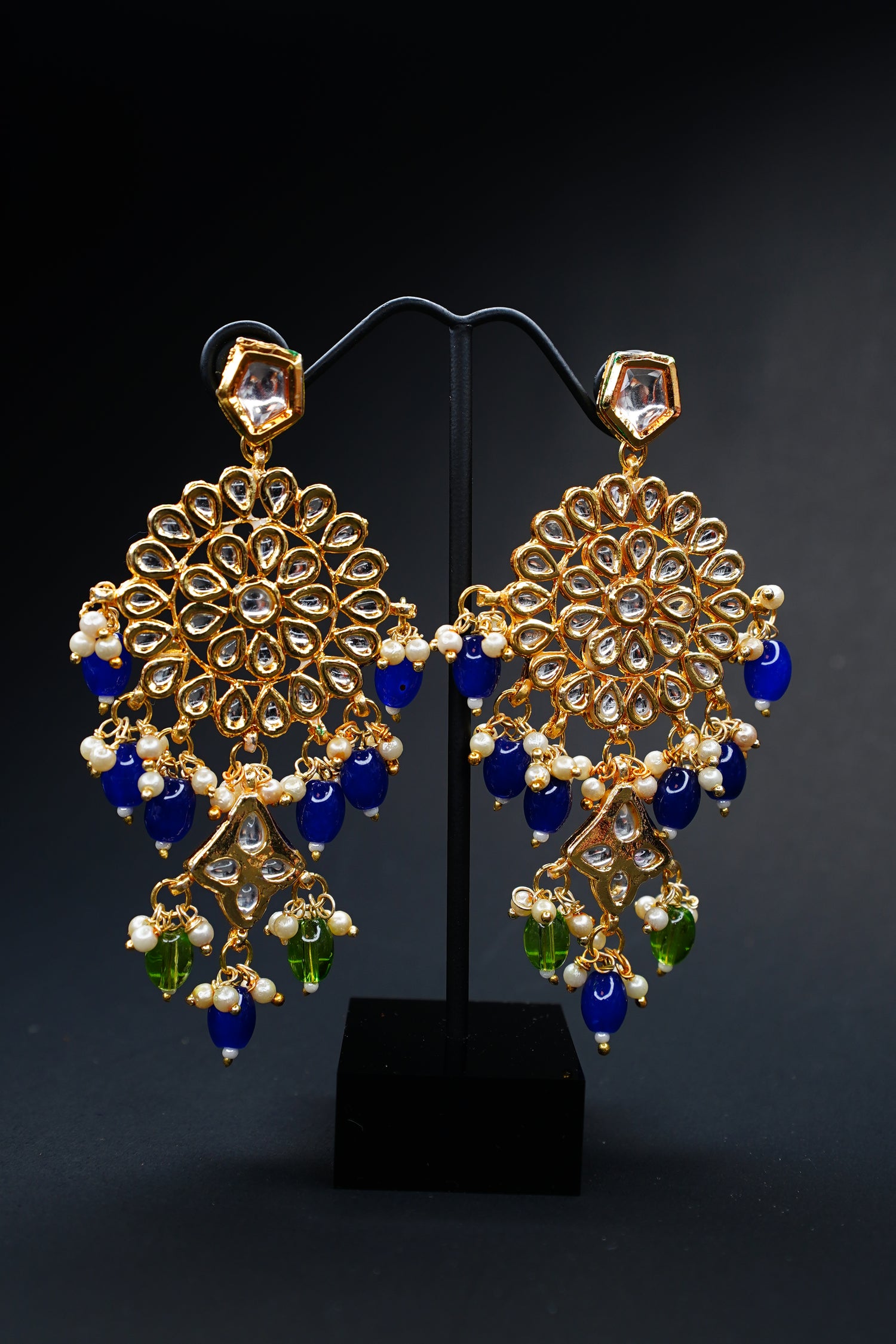 Noor-e-Neel Kundan Statement Earrings